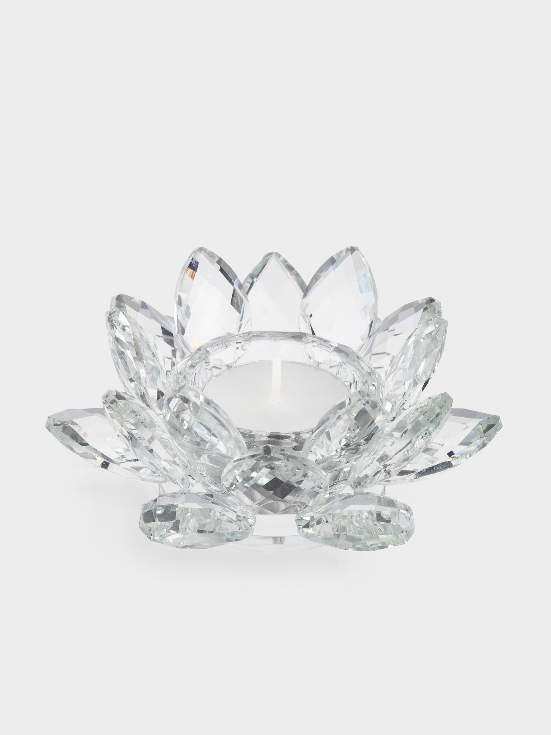 Candlestick, 11 cm, for a tea candle, glass, Flower, Crystal flower, image-3