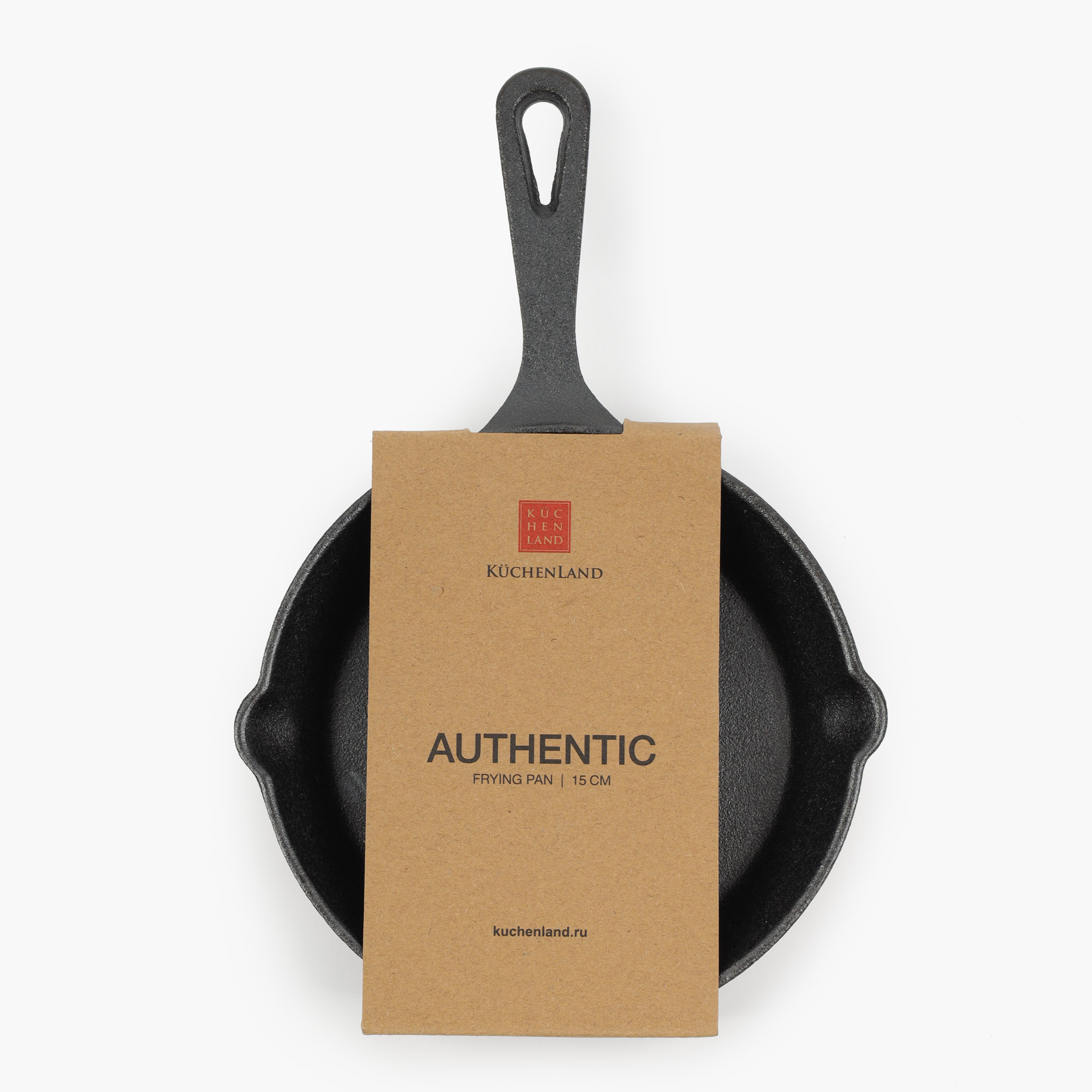 Frying pan, 14 cm, on a stand, cast iron / bamboo, round, black, Authentic 