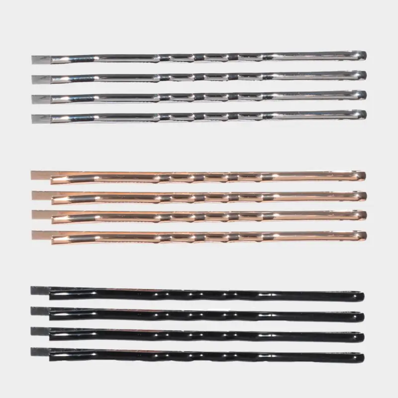 Hair clip, 6 cm, 24 pcs, metal, mixed metallic, Invisible, Basic