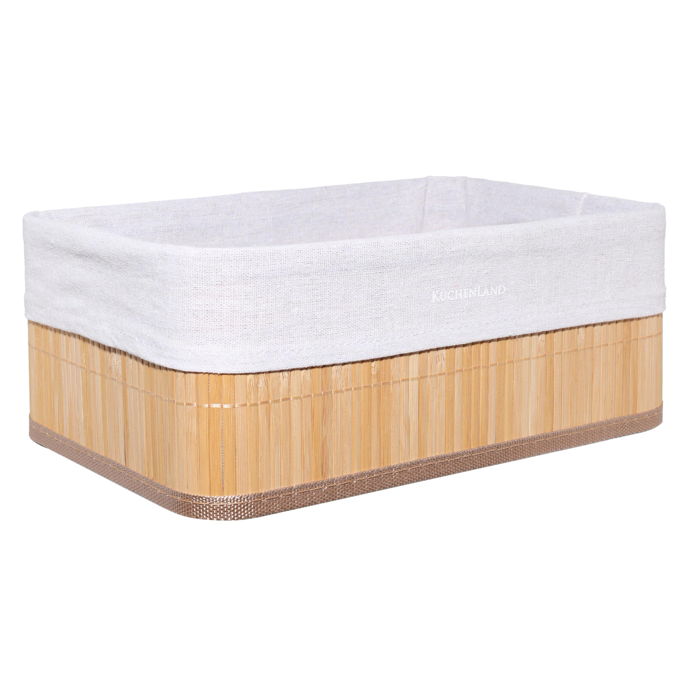 Storage basket, 30x12 cm, bamboo / cotton, rectangular, Beige, Stem, image-1