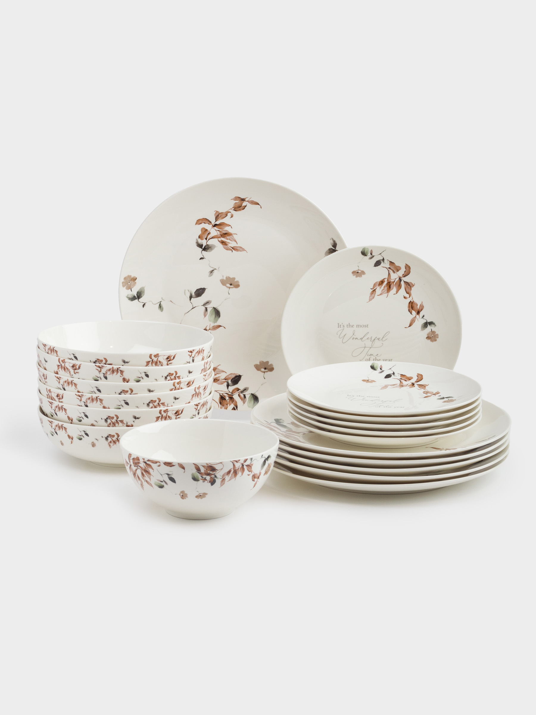 Dining set, 6 persons, 19 items, porcelain N, Autumn flowers, Refined floral, image-0