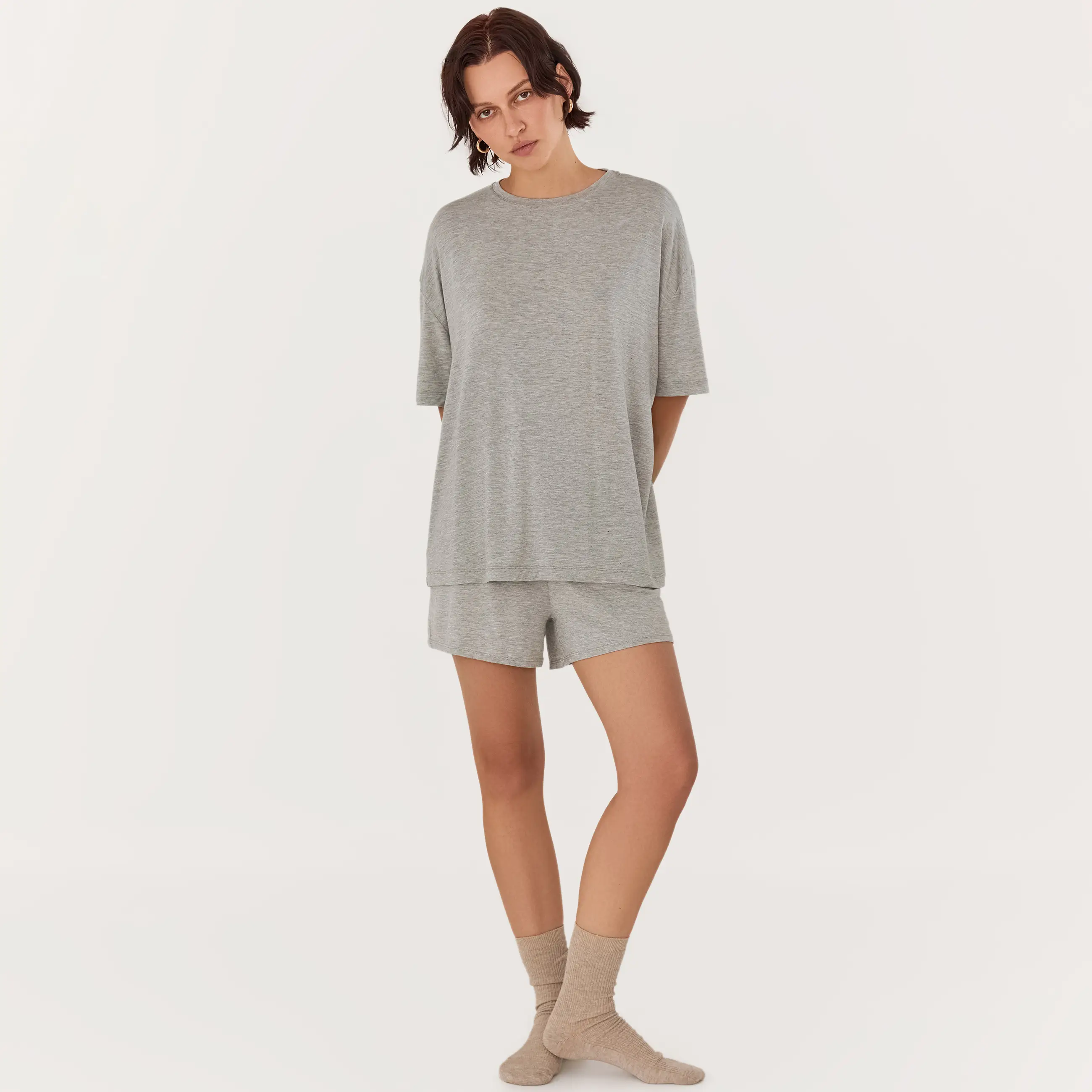 Women's shorts, homewear, size L, bamboo, grey melange, Rima