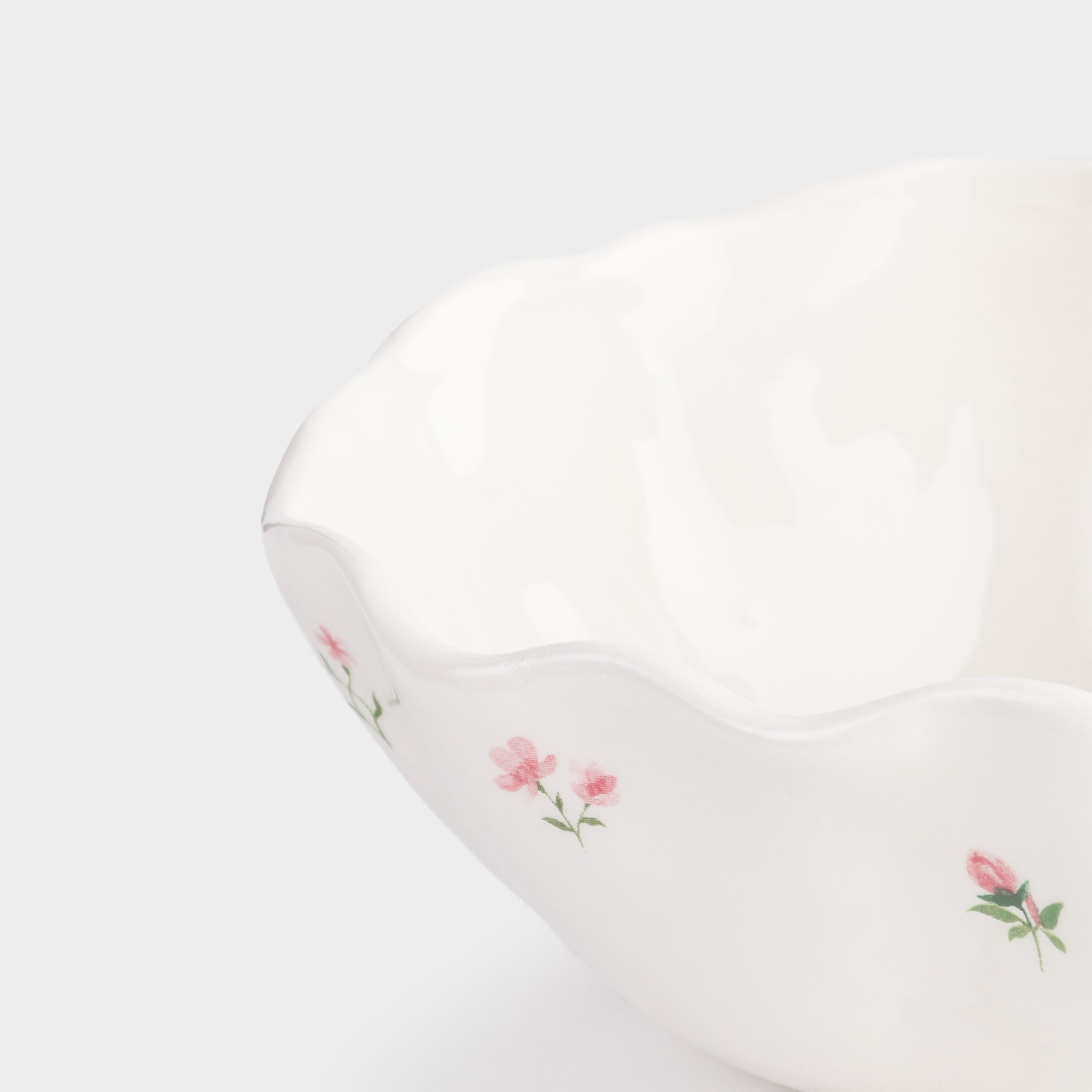 Salad bowl, 15x6 cm, 420 ml, ceramic, milky, Flowers, El flora