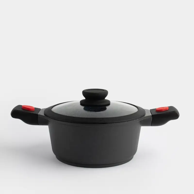 Pot, 20 cm, 2.5 l, with lid, removable handles, coated, aluminum, Solution Red 2 ,image-0