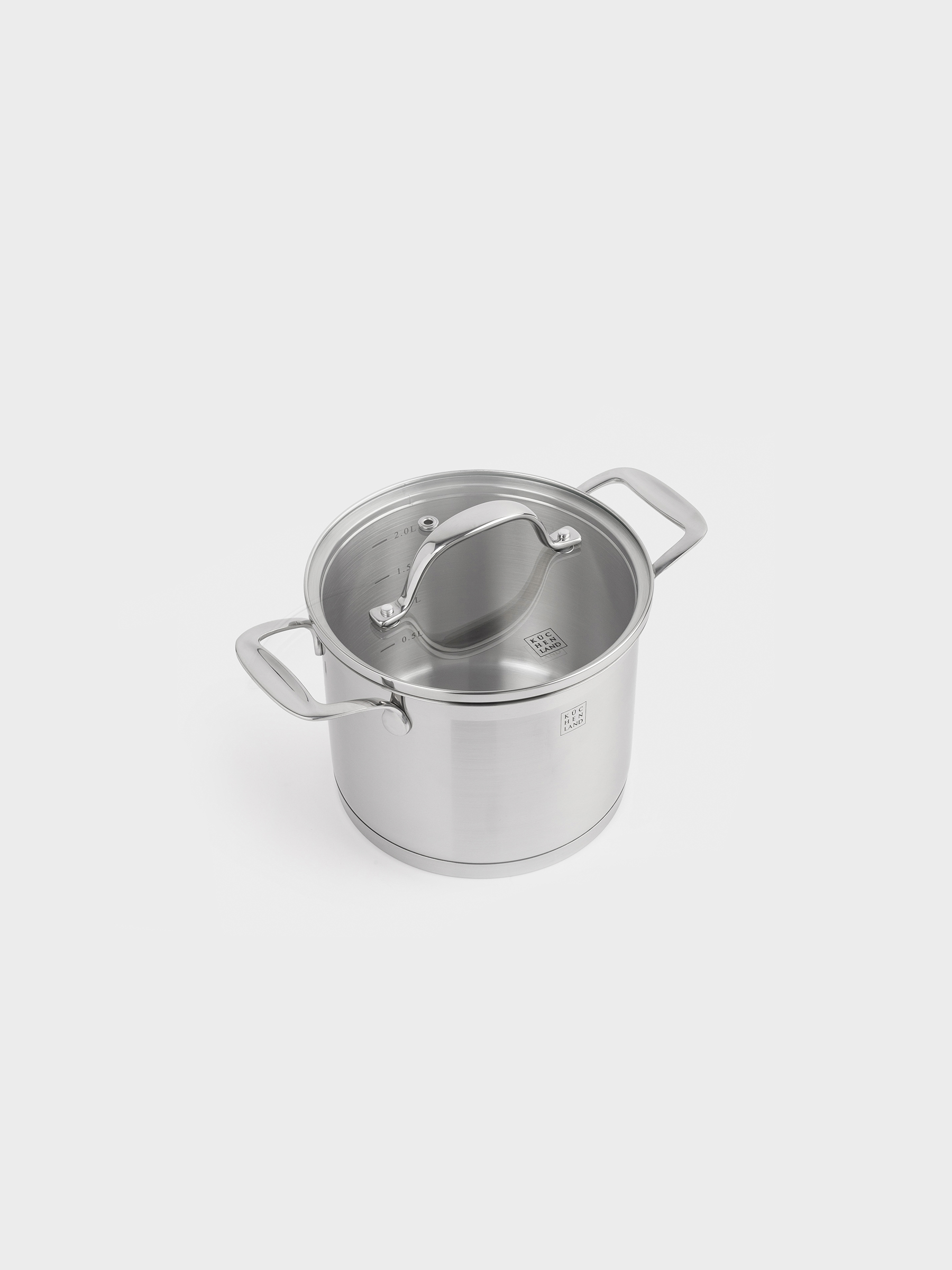 Pot, 16 cm, 2.4 l, with lid, Silver Stone, image-1