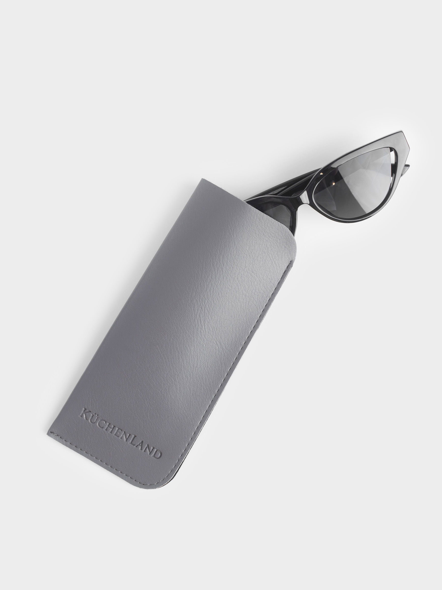 Eyeglass case, 18x8 cm, polyurethane, light grey, Rock