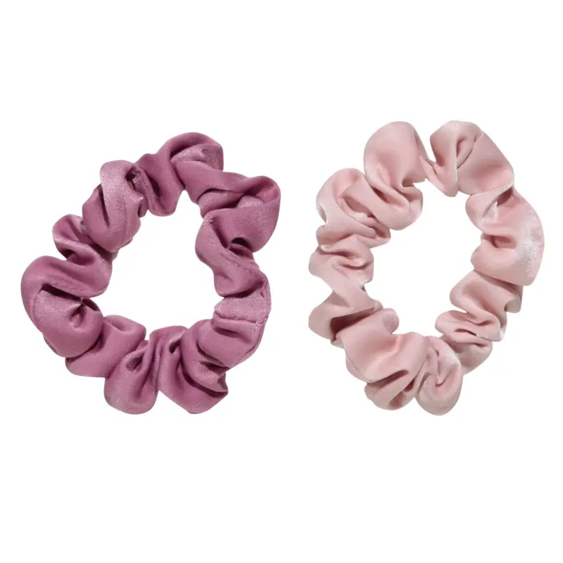 Elastic band for hair, 5 cm, 2 pcs, children's, satin, pink / beige, Silk ,image-0