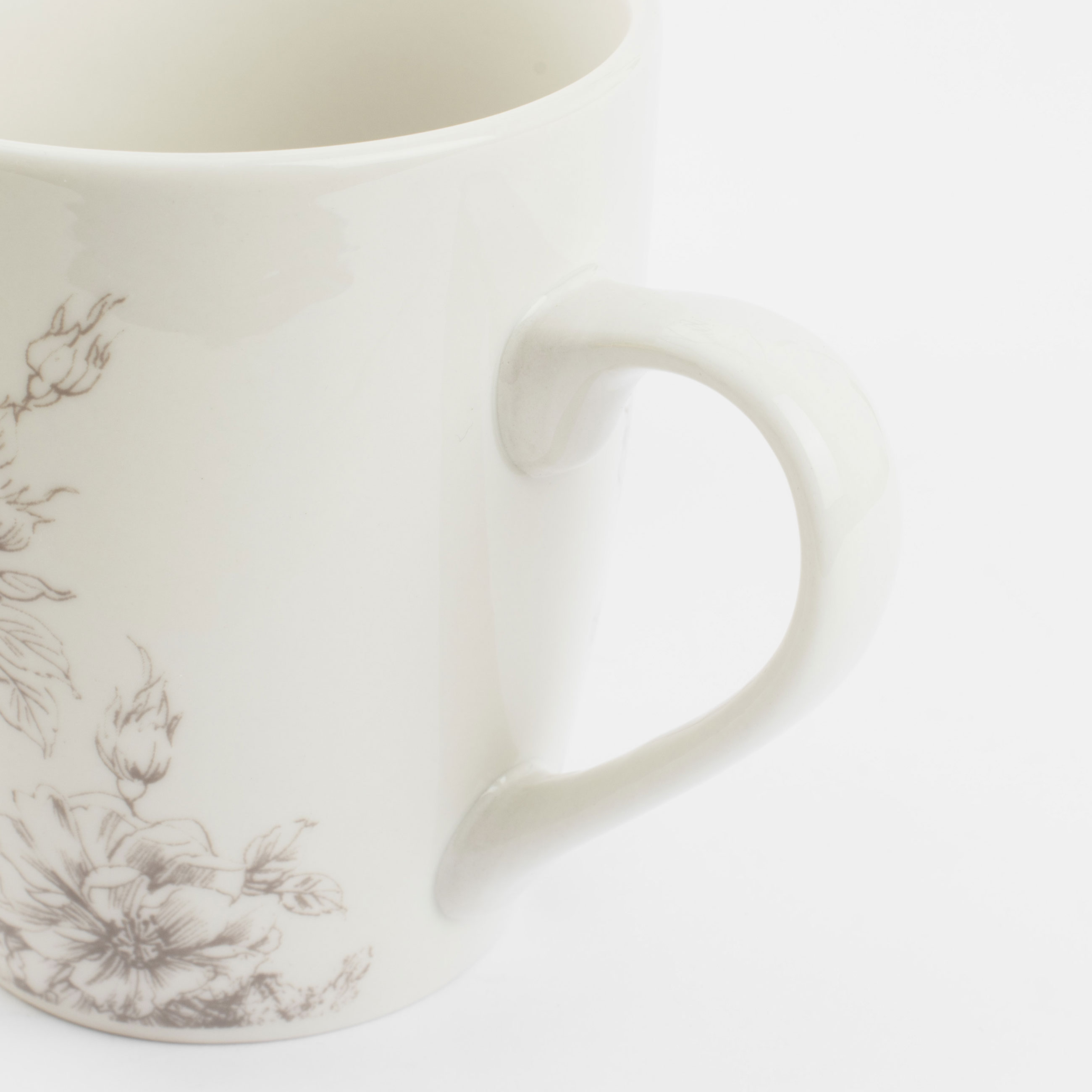 Mug, 350 ml, 2 pcs, porcelain P, white, Beige flowers, Maleo