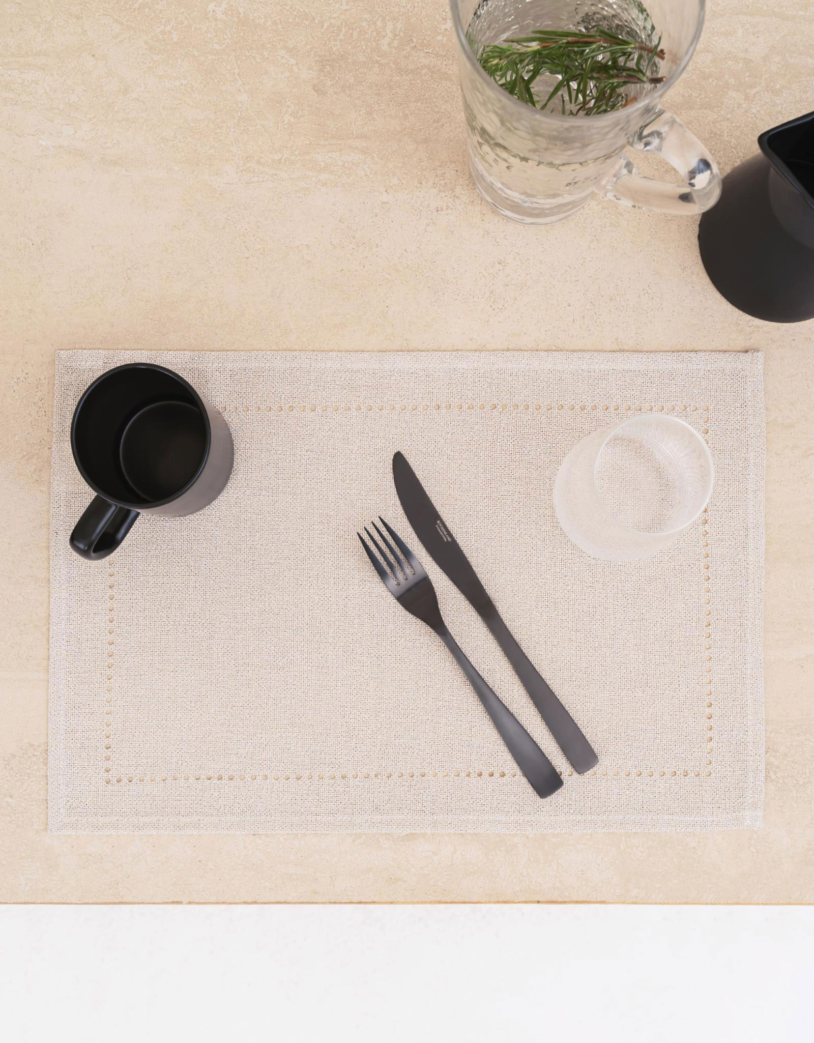 Napkin for appliances, 30x45 cm, polyester, rectangular, silver-cream, Hemstitch