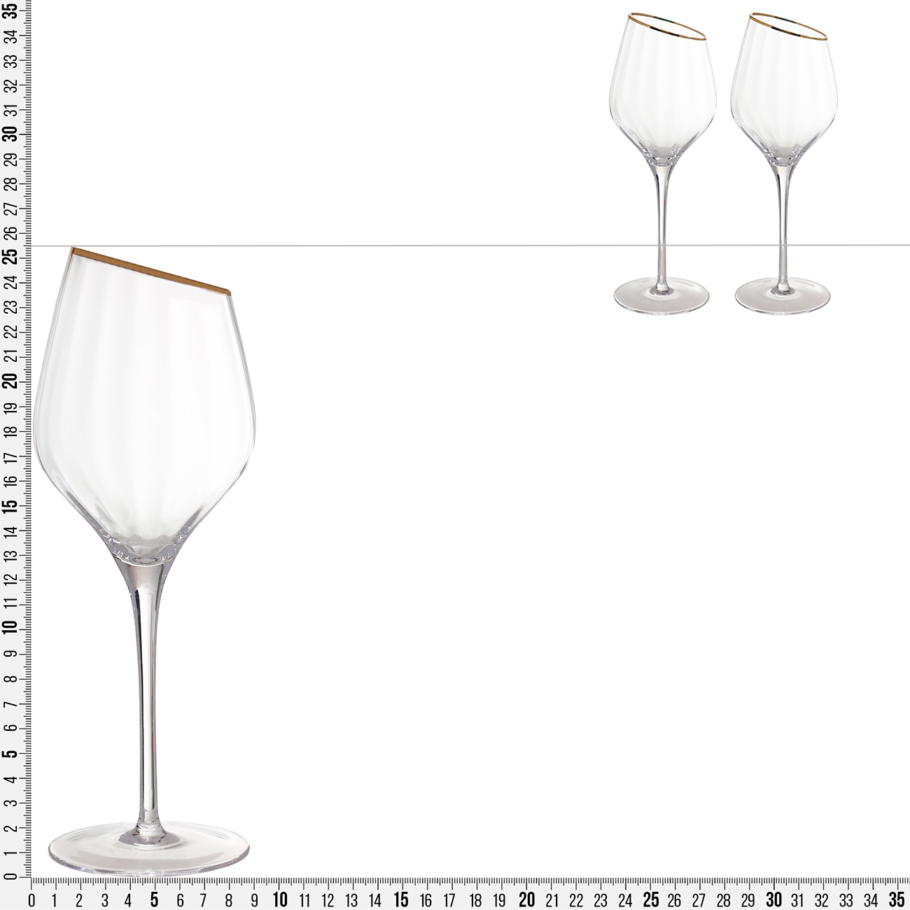 Drinking glass, 460 ml, 2 pcs, glass, with golden edging, Charm R gold, image-3