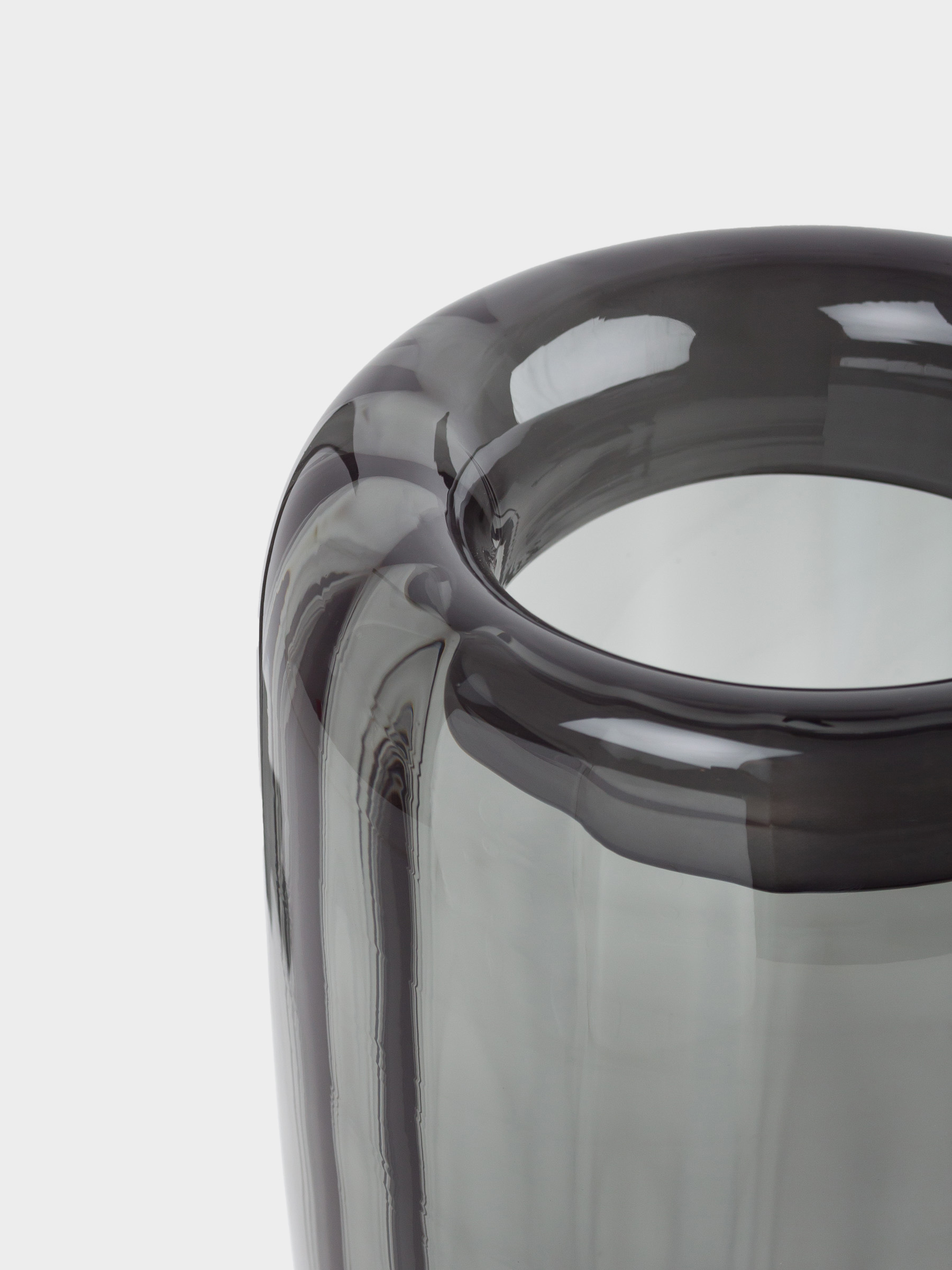 Flower vase, 32 cm, glass, Grey, Grooved, image-2