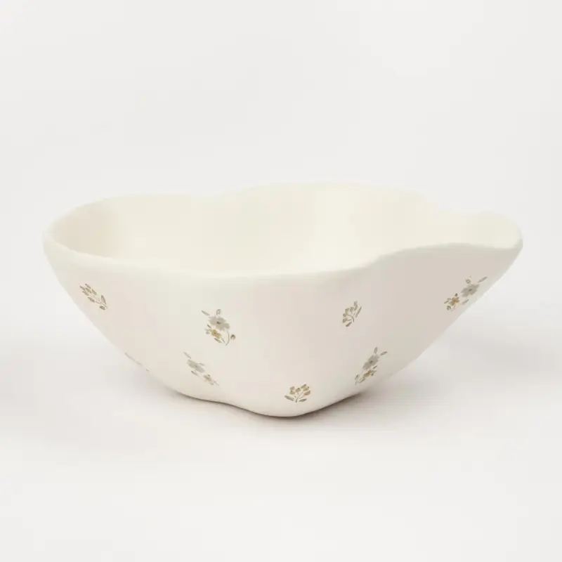 Bowl, 13x5 cm, ceramic, milky, Vintage flowers, La flore