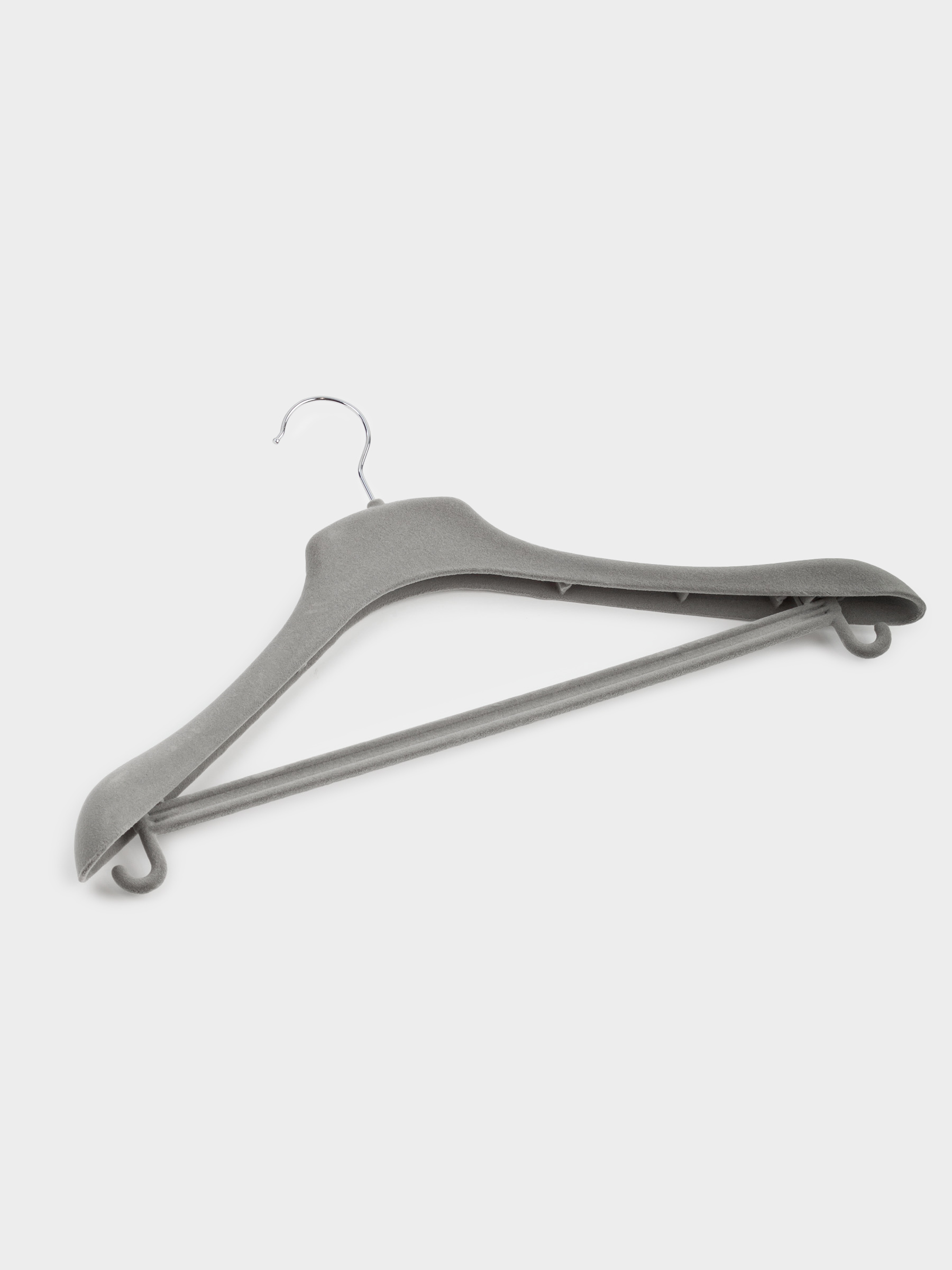 Coat hanger, 46 cm, for jackets and outerwear, flock, grey, Household, image-1
