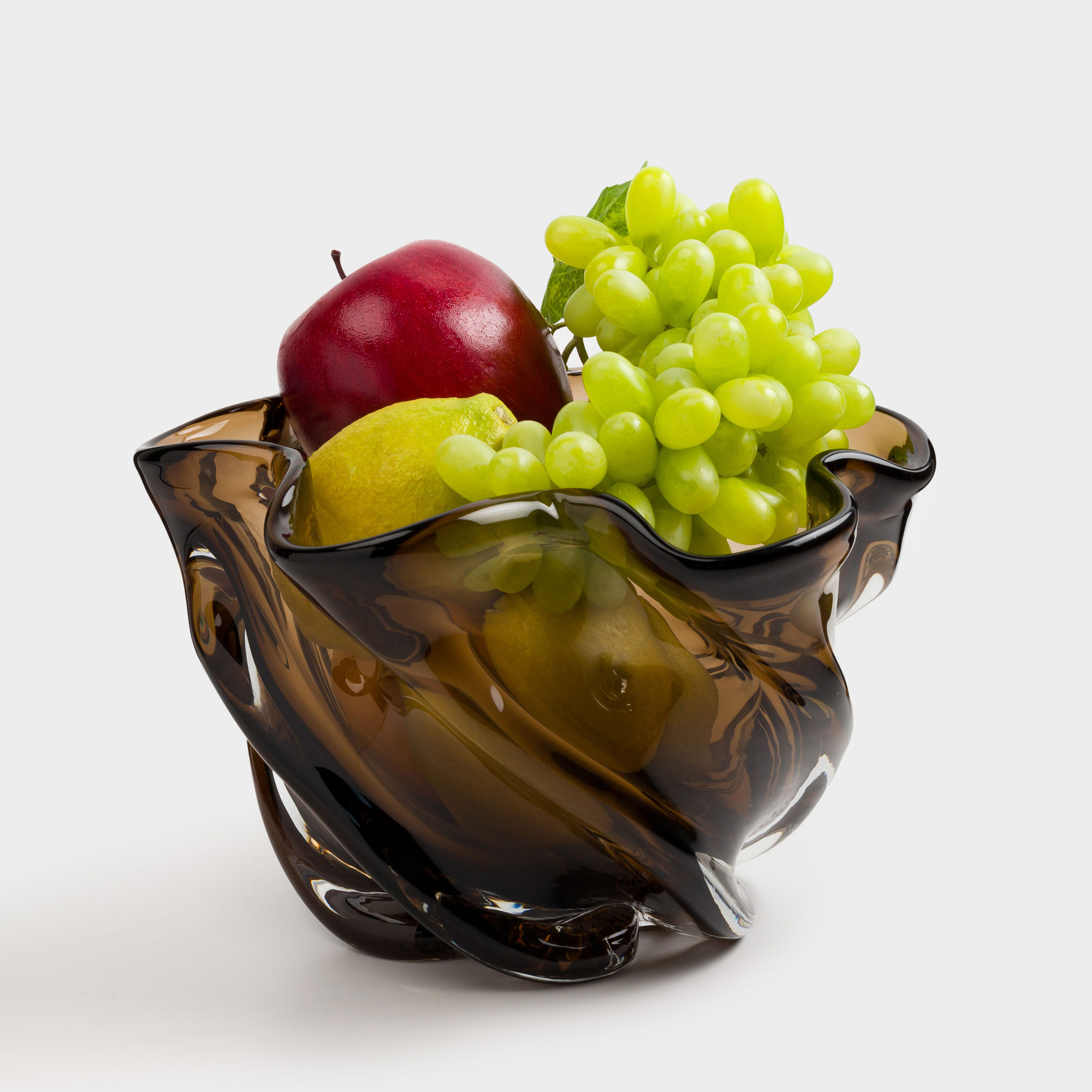 Fruit bowl, 22x14 cm, glass R, brown, Wiggly, image-5