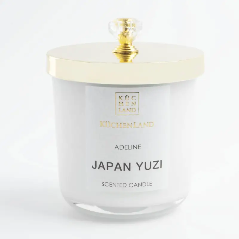 Scented candle, 9 cm, in a candle holder, with lid, glass, Japan Yuzi, Adeline