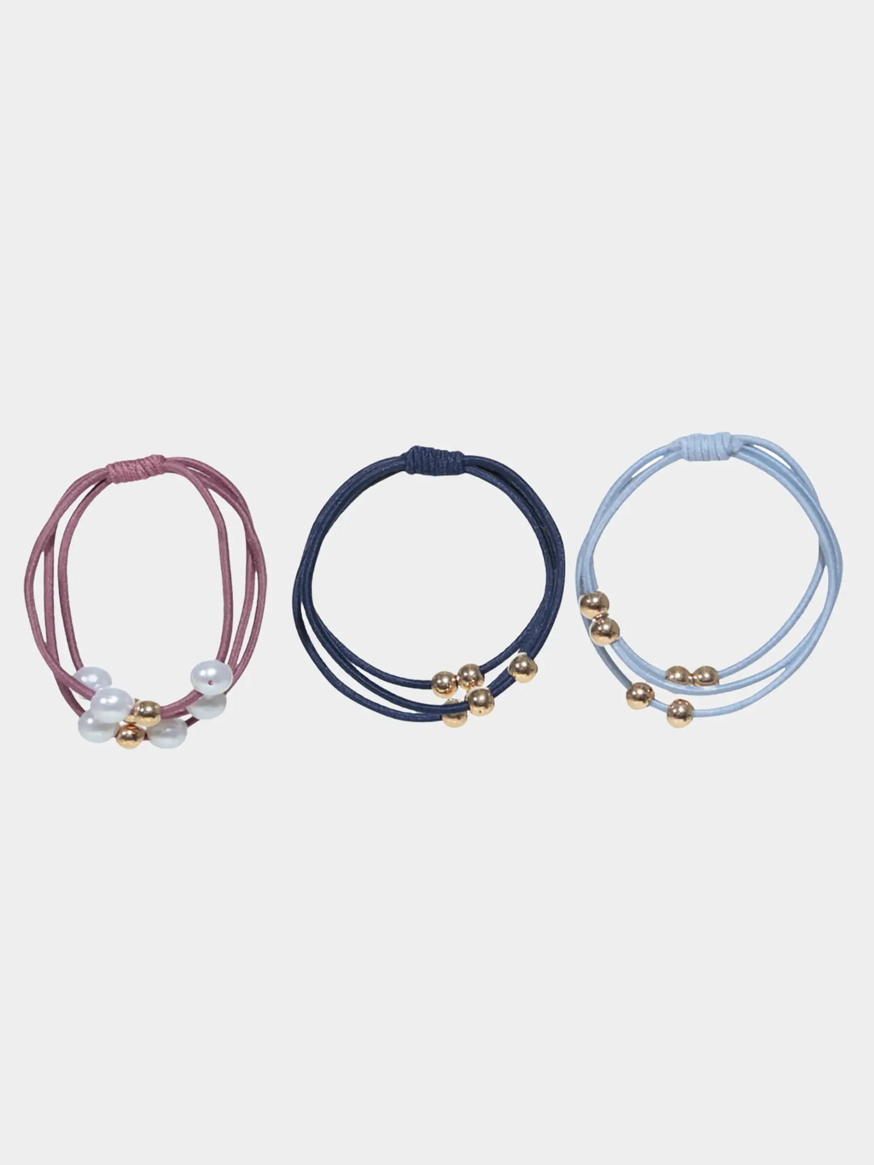 Elastic band for hair, 5 cm, 3 pcs, plastic / rubber, colored, Beads, Gracile