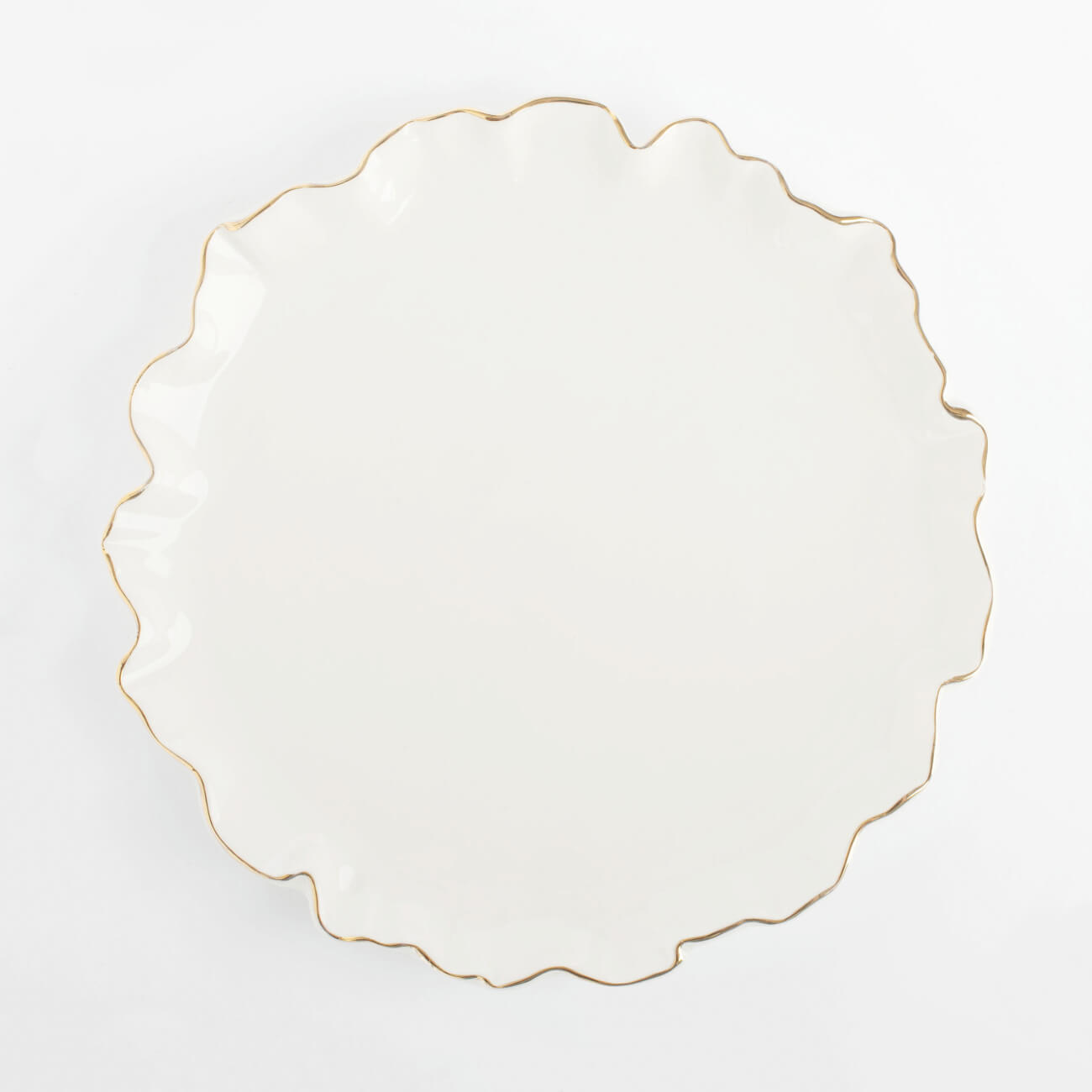 Snack plate, 20 cm, porcelain P, with golden edging, Crumpled effect, Crumple gold