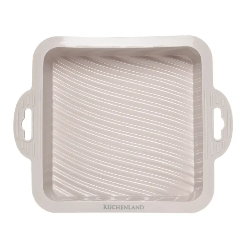 Baking dish, 22x18 cm, with handles, silicone, square, gray-brown, Bakery ,image-0