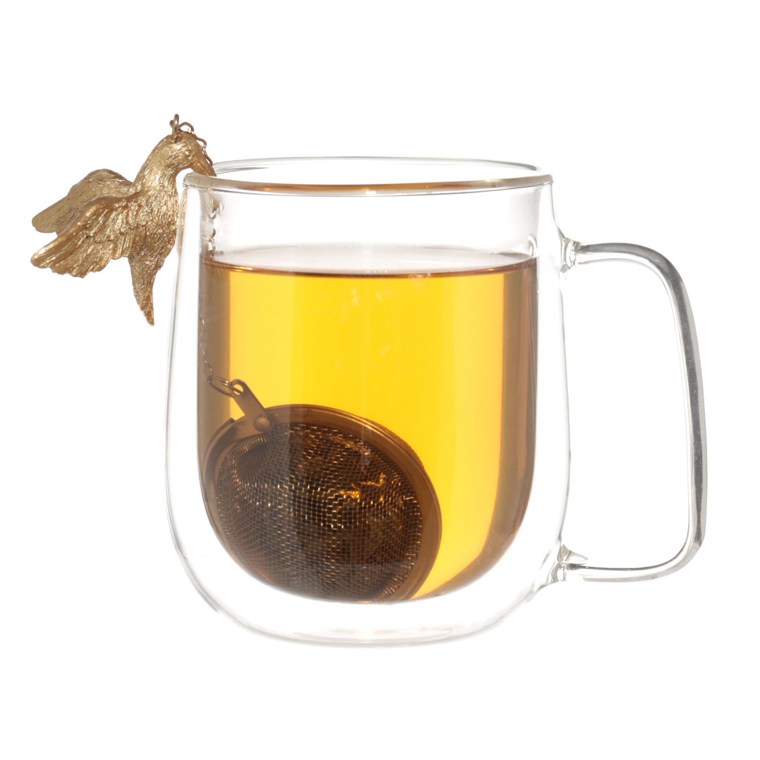 Tea strainer, 5 cm, polyresin / metal, golden, Hummingbird, Paradise garden, image-2
