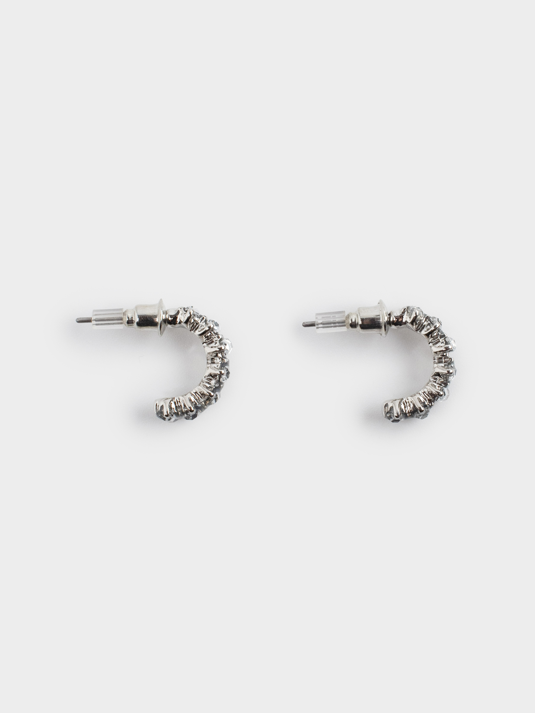 Stud earrings, 1 cm, 2 pieces, metal / acrylic, Silver, Crystals, Jewelry crystal, image-2
