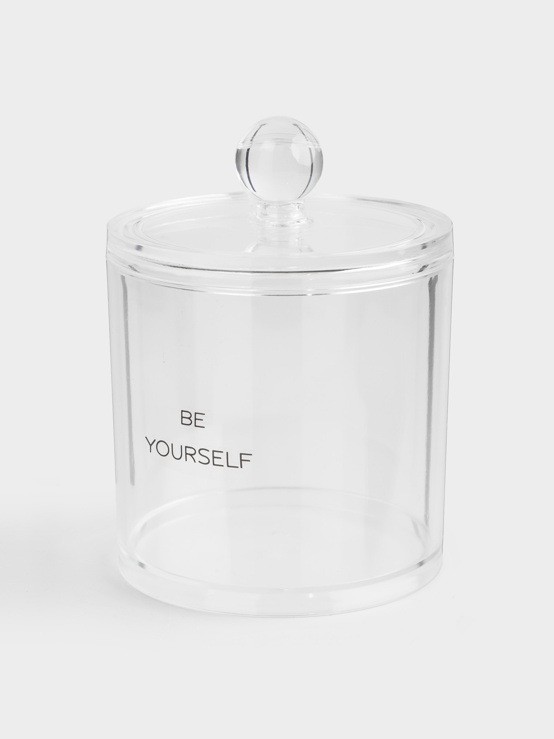 Cotton pad / swabs container, 10x13 cm, with lid, plastic, Basic font, image-1