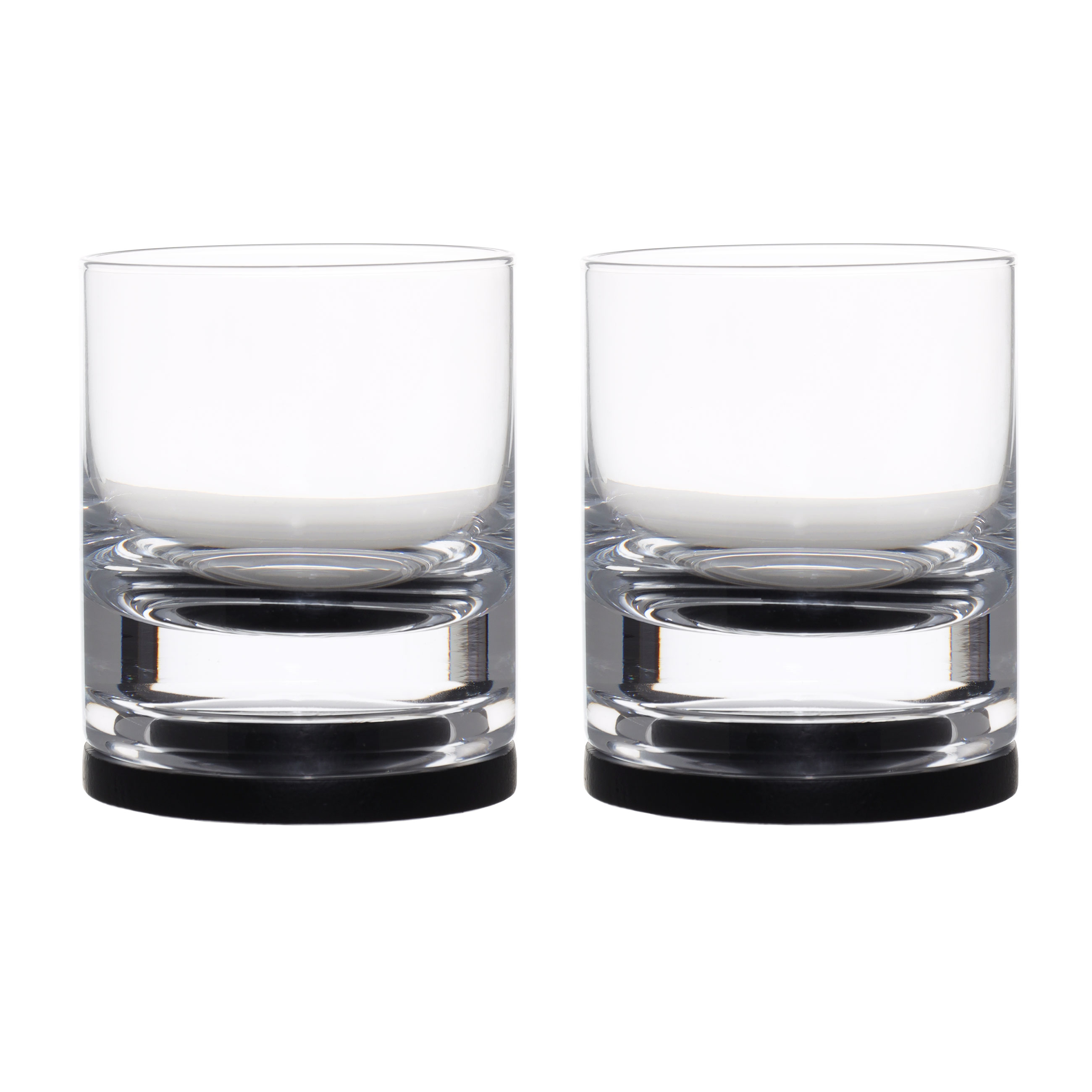 Drinking glass, 10 cm, 340 ml, 2 pcs, on a stand, glass / wood, Clear, image-0