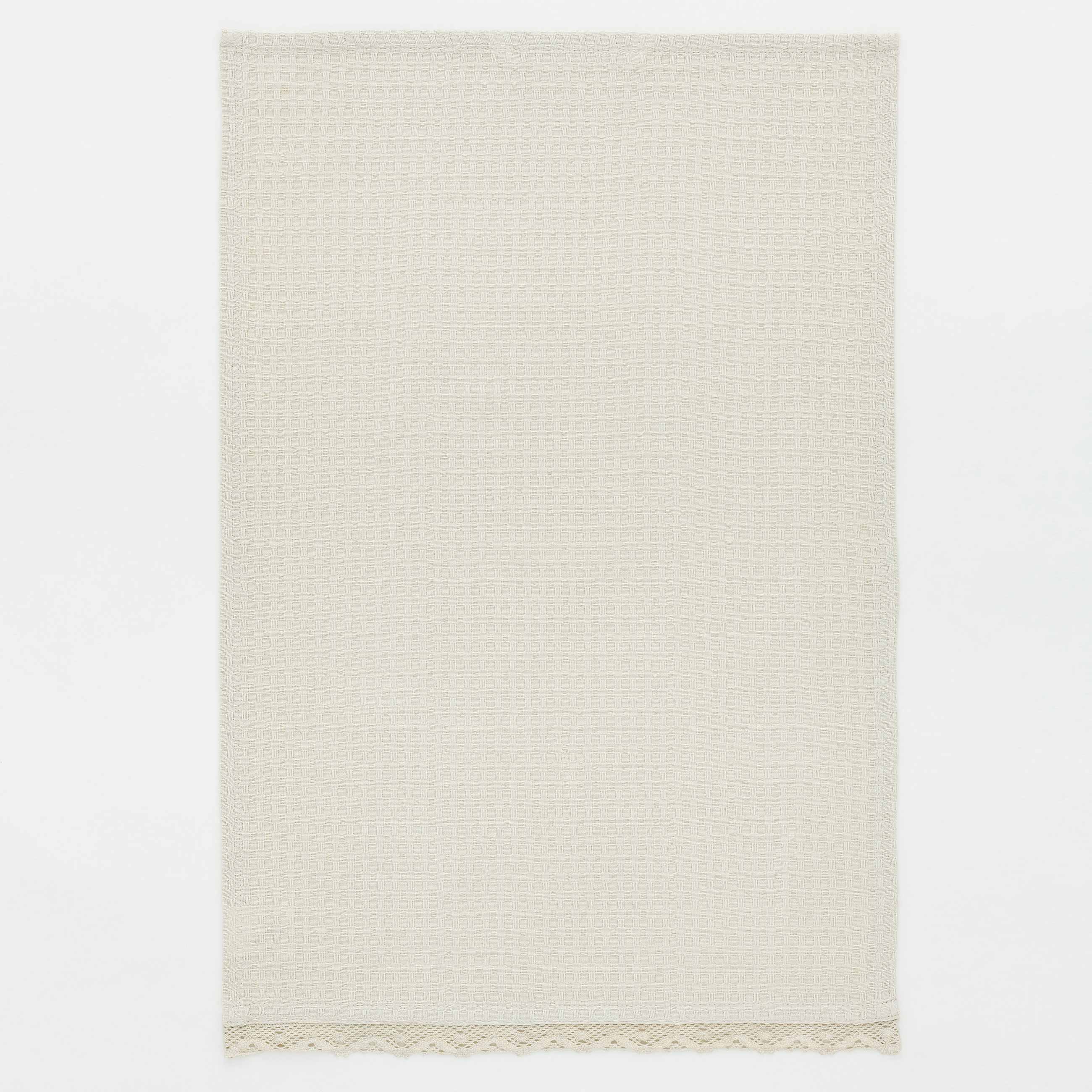 Kitchen towel, 40x60 cm, 2 pcs, with lace, cotton, beige, Waffle