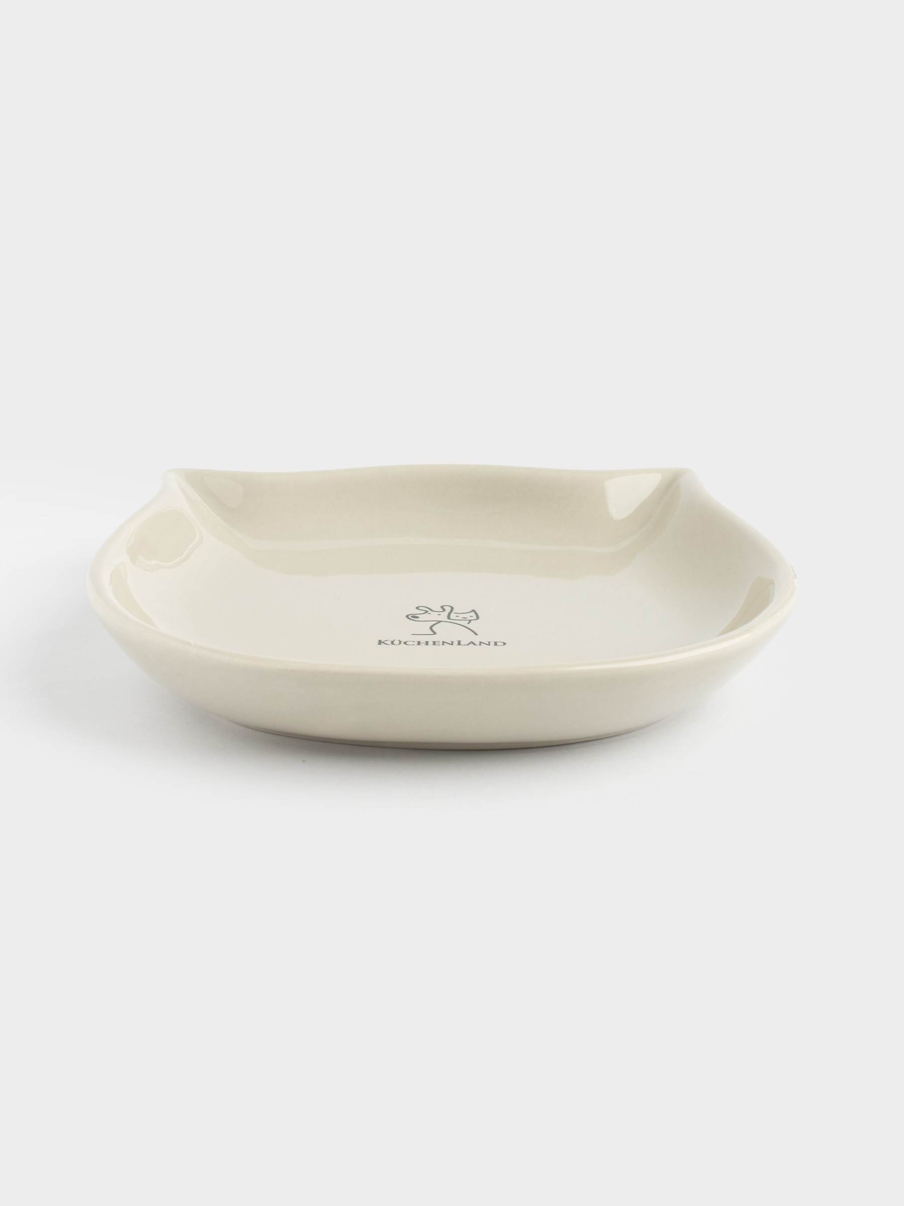 Pet bowl, 14x13 cm, 100 ml, flat, ceramic, grey, Cat, Whiskers, image-2