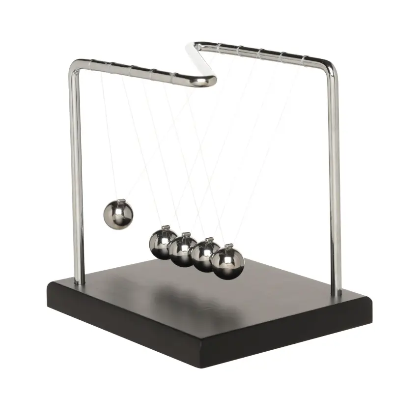 Anti-stress pendulum, 12x14 cm, wood/steel, black, Newton's Cradle, Collection ,image-0