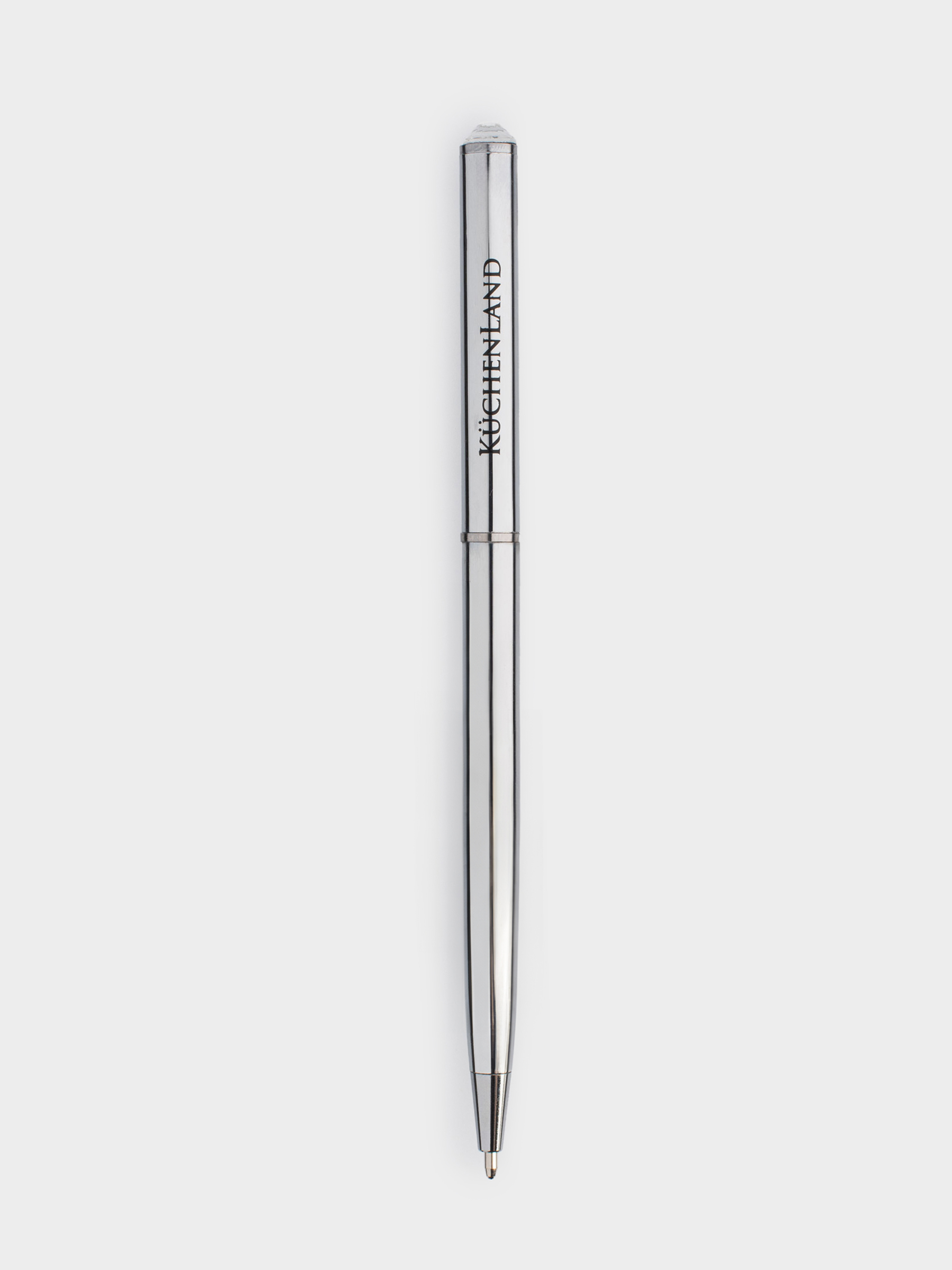 Ballpoint pen, 13 cm, with crystal, metal, silver, Draw, image-1