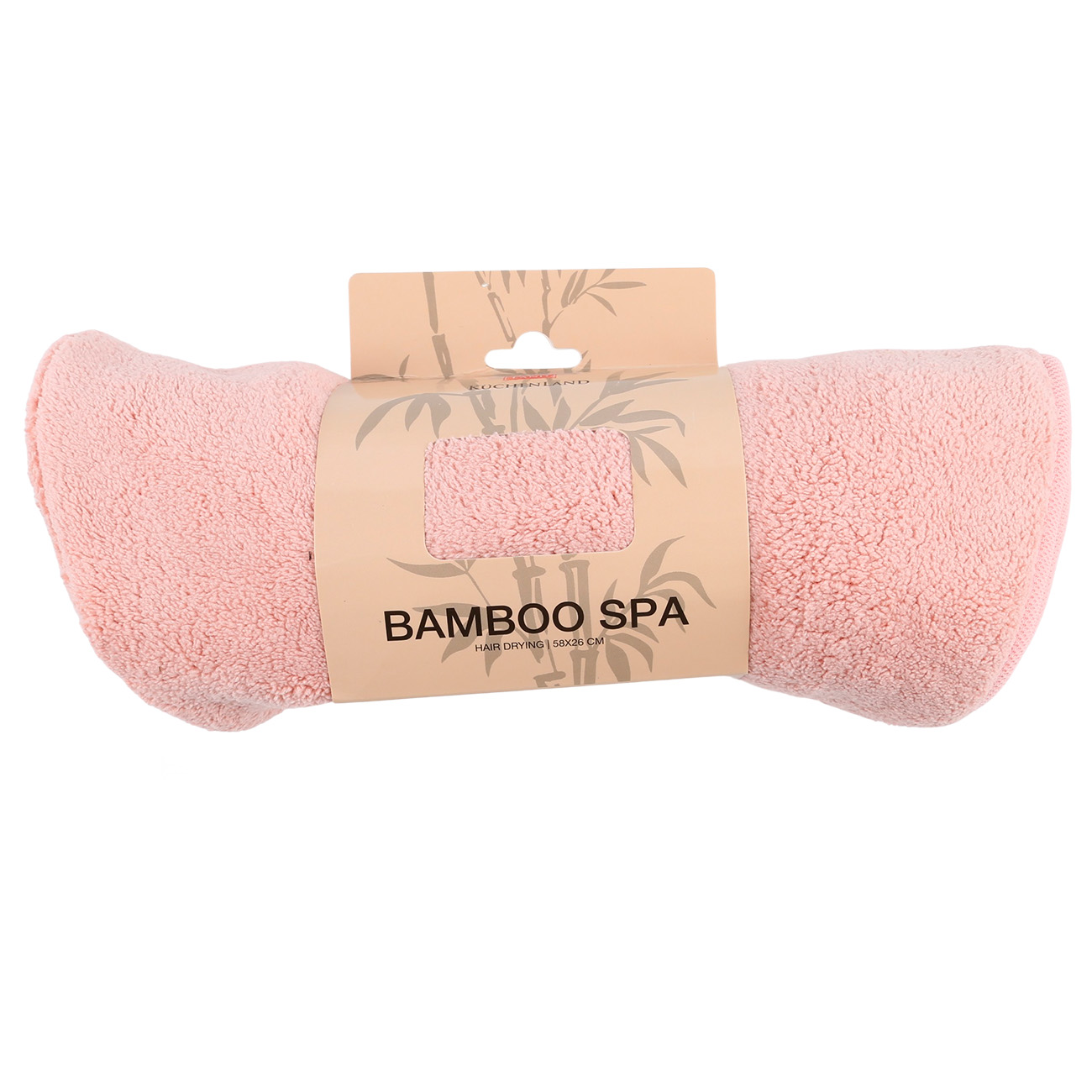 Turban towel for hair, 58x26 cm, polyester, powder, Bamboo spa, image-1