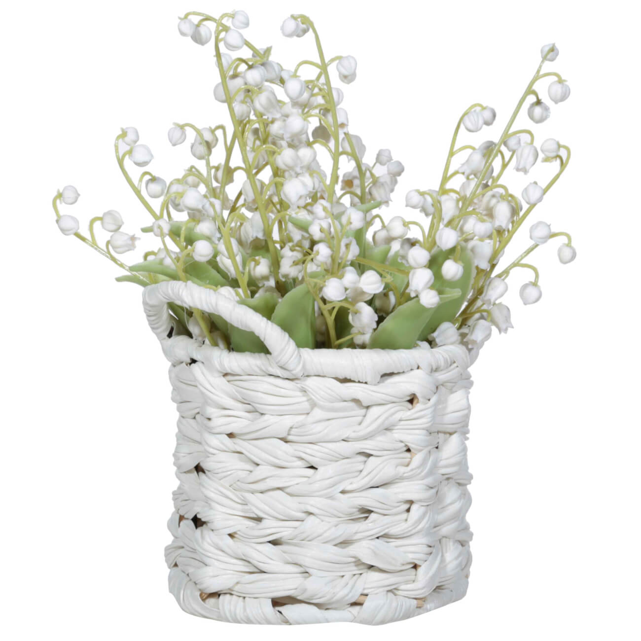 Artificial plant, 23 cm, in a basket, plastic / polyurethane, Lily of the valley basket, May-lily