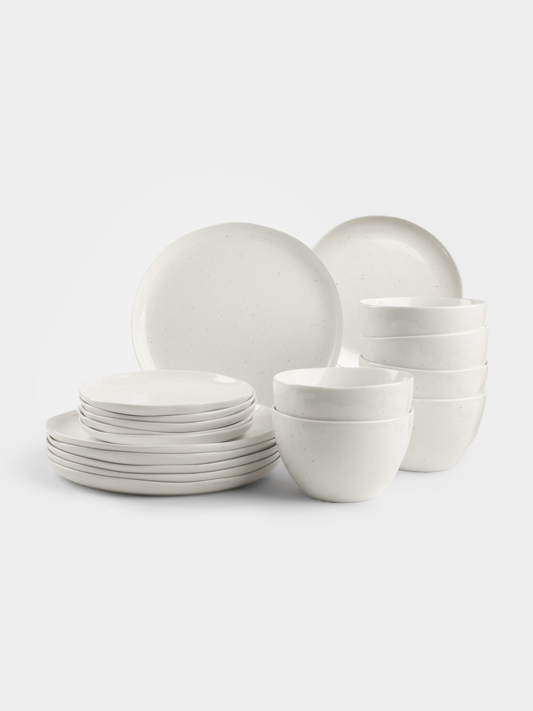 Dining set, 6 pers, 18 pr, porcelain N, milk, Dots, Boho, image-1