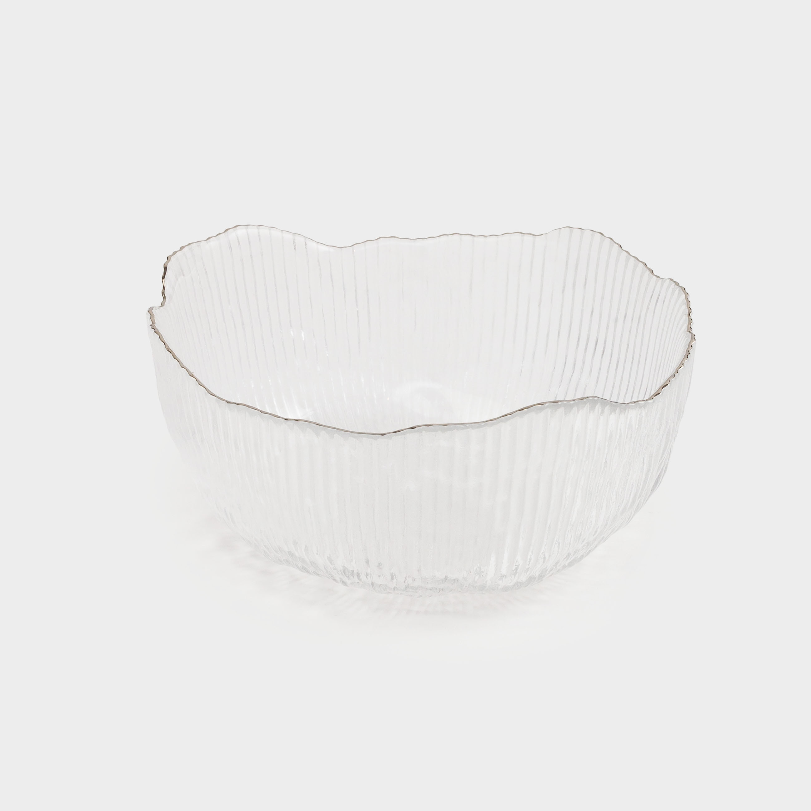 Salad bowl, 17x8 cm, 900 ml, glass R, with silver edging, Argos silver, image-1