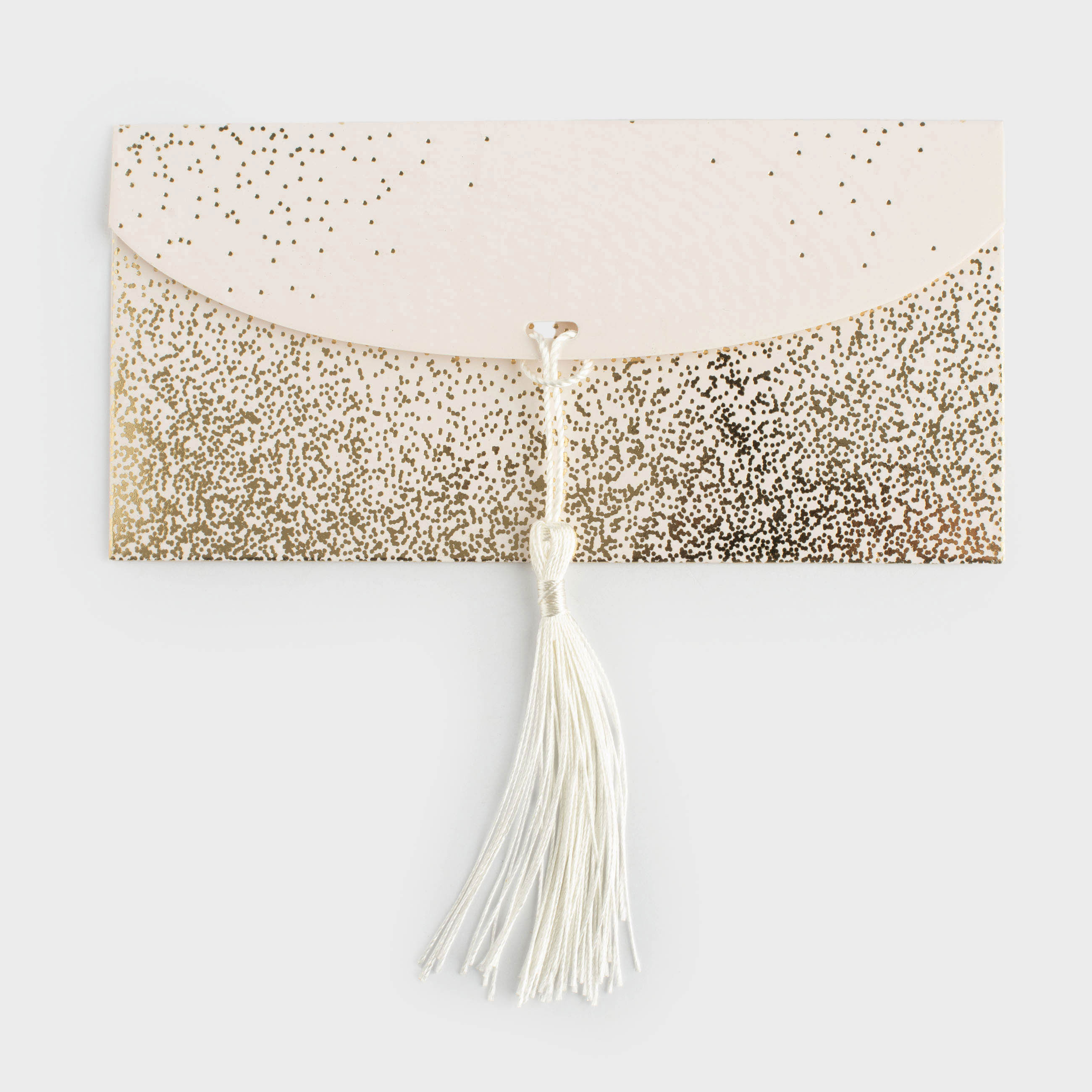 Gift envelope, 16x8 cm, with fringe, paper, milky, Golden sparkles, Sparkle, image-2