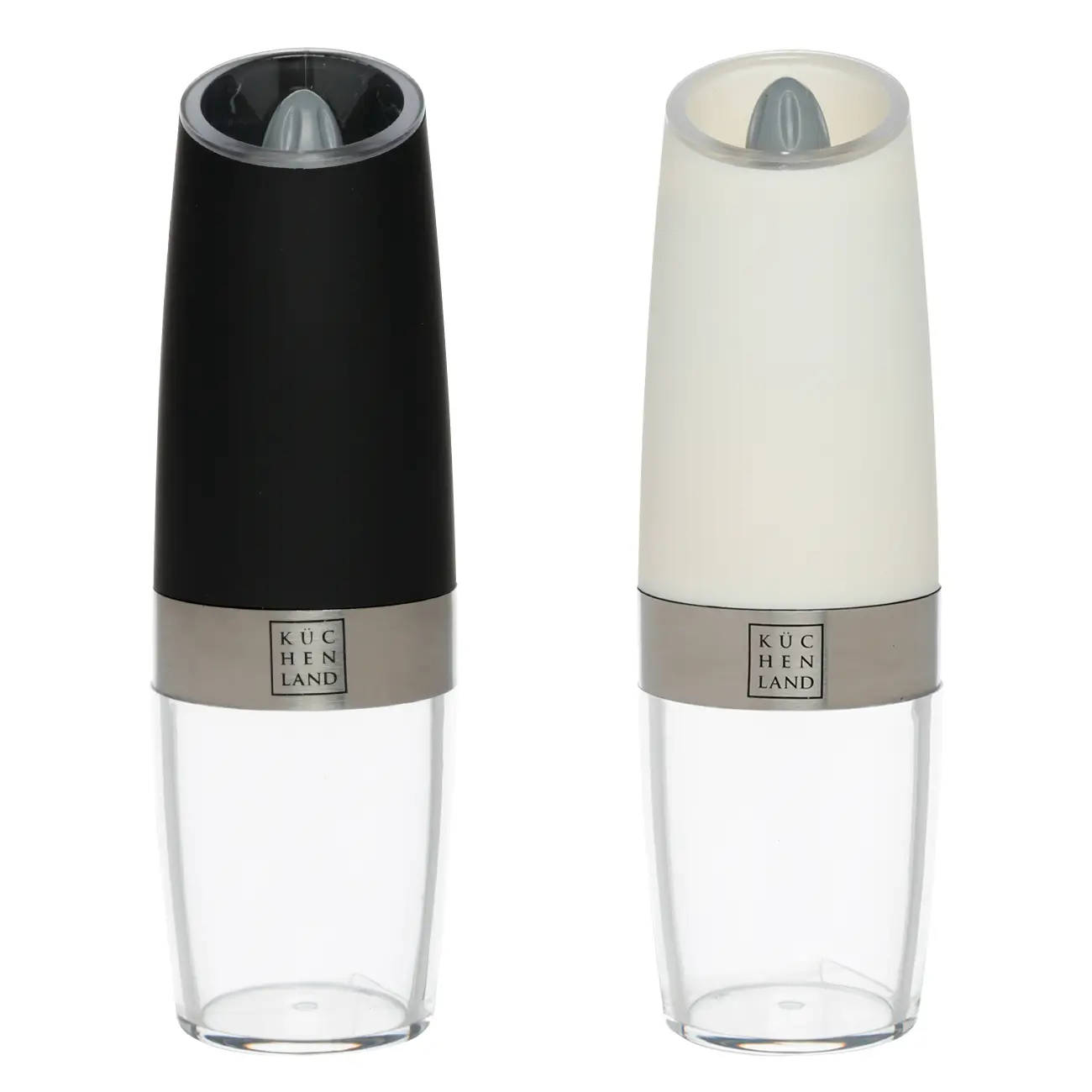 Spice mill, 20 cm, 2 pcs, Gravity, Plastic / Acrylic, LED W, Black / White, Spicy, image-0