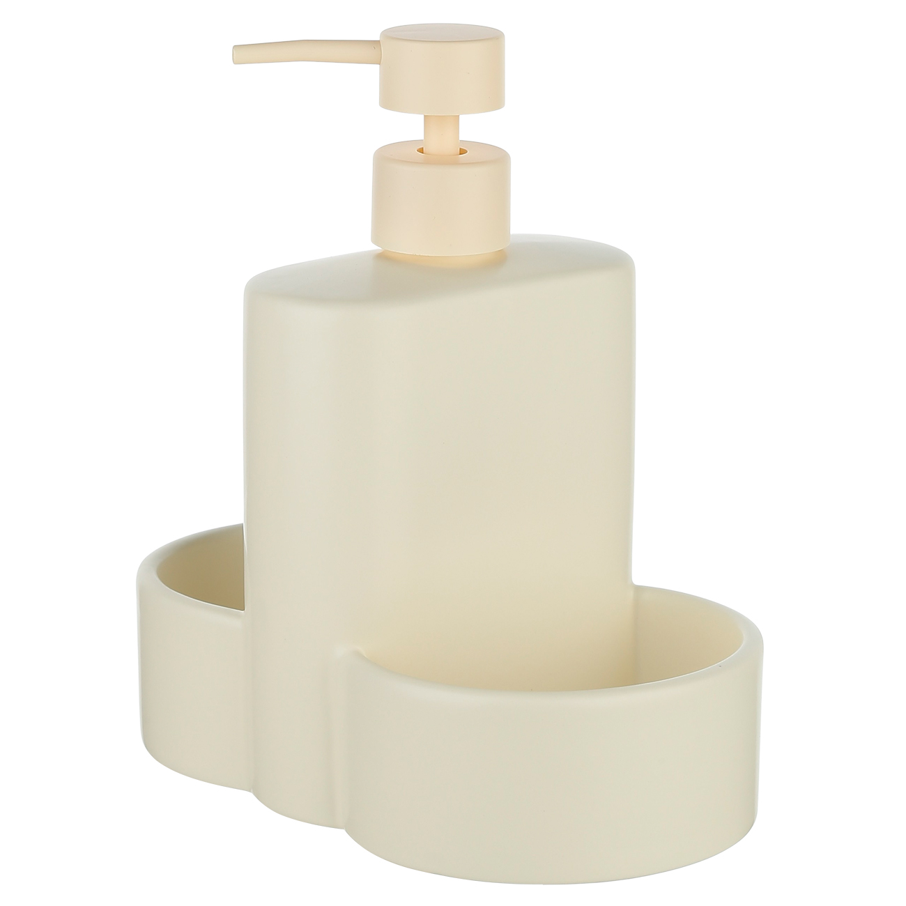 Detergent dispenser, 380 ml, organizer, 2 compartments, ceramic, milk