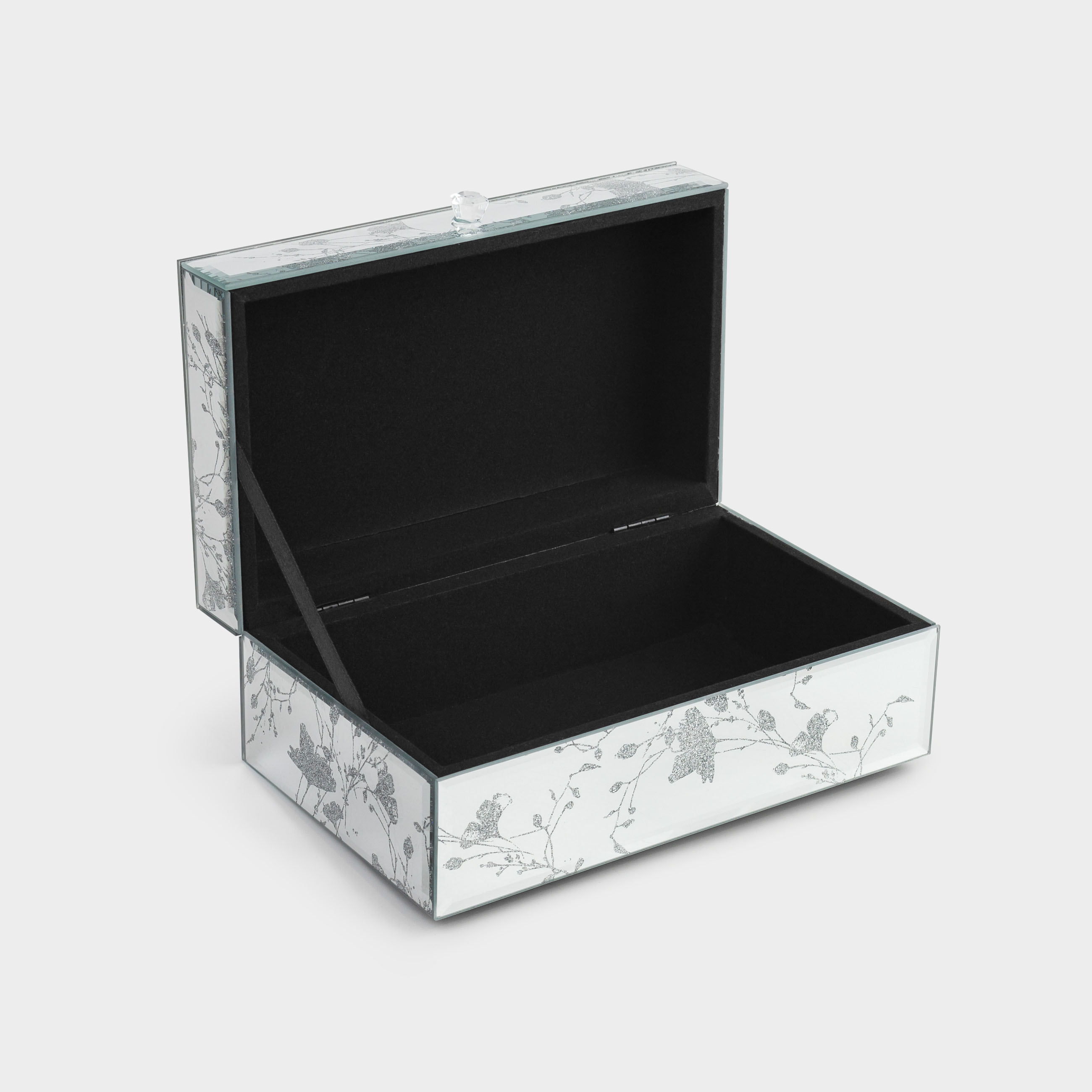 Jewelry box, 21x13 cm, glass, Mirror, Branches, Glossy