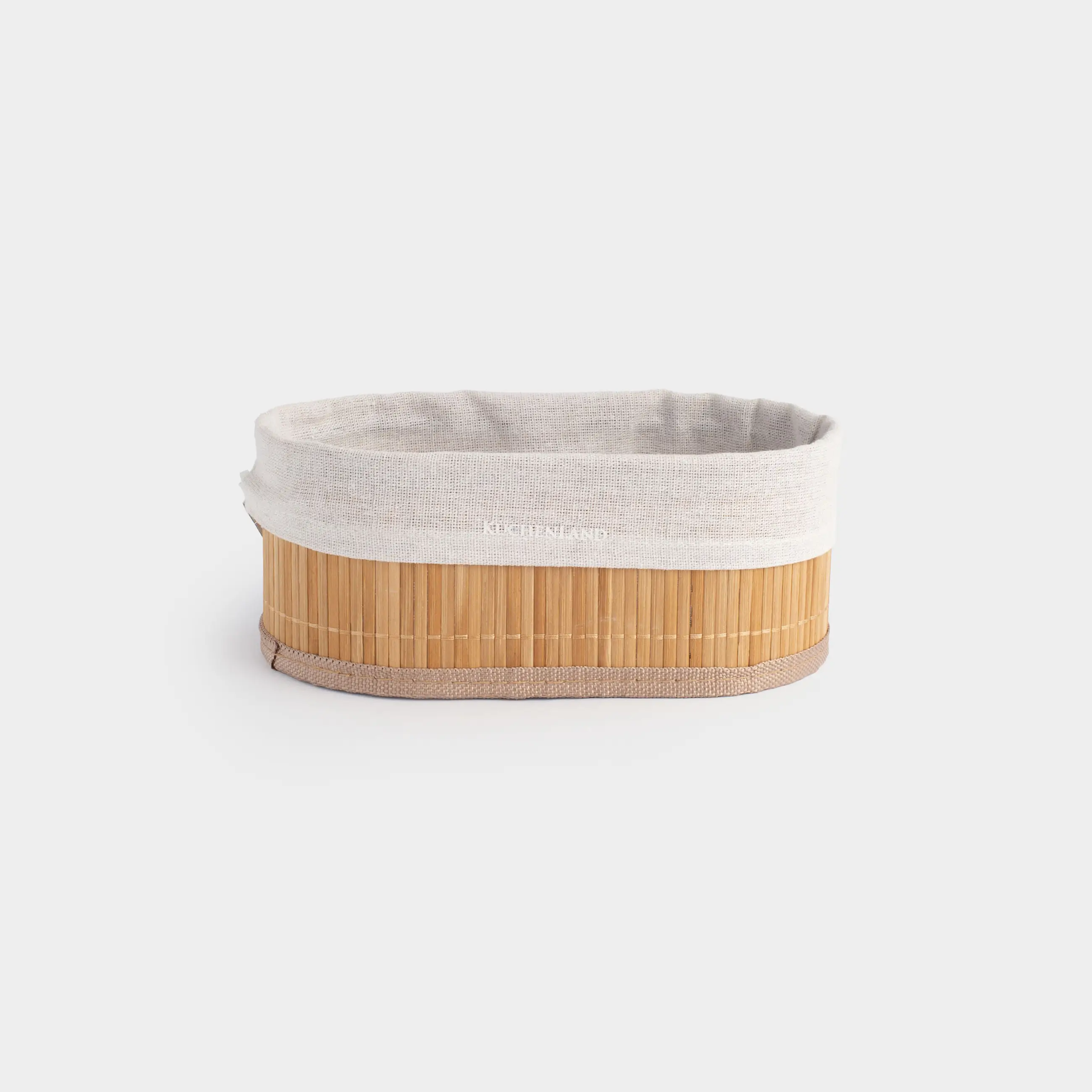 Bread basket, 24x15 cm, bamboo / cotton, oval, beige, Stem