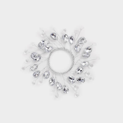 Napkin ring, 5 cm, plastic / acrylic, silver, Crystals, Crystal decor ,image-0