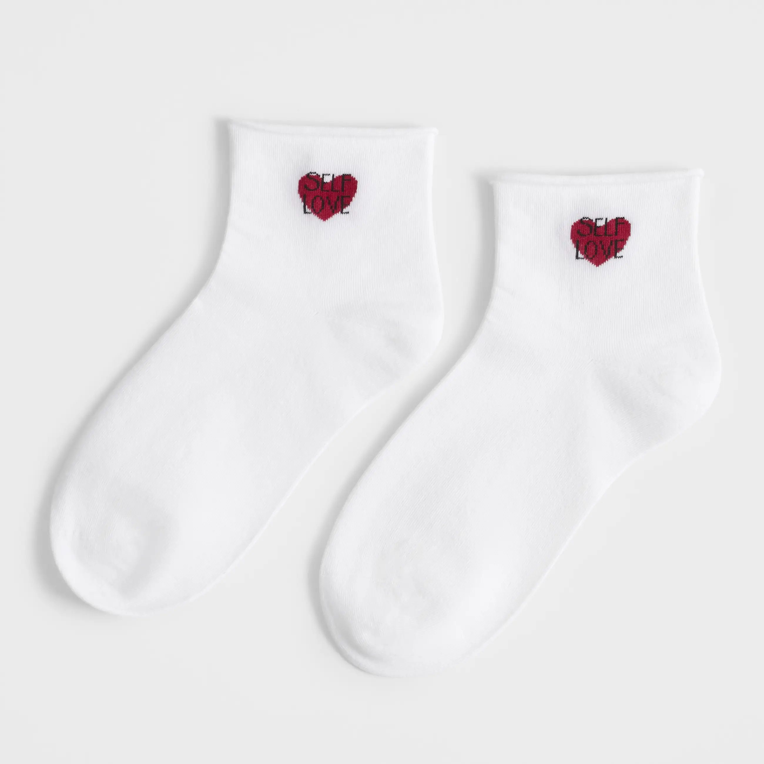 Women's socks, size 36-38, cotton / polyester, white, Heart, Slogan