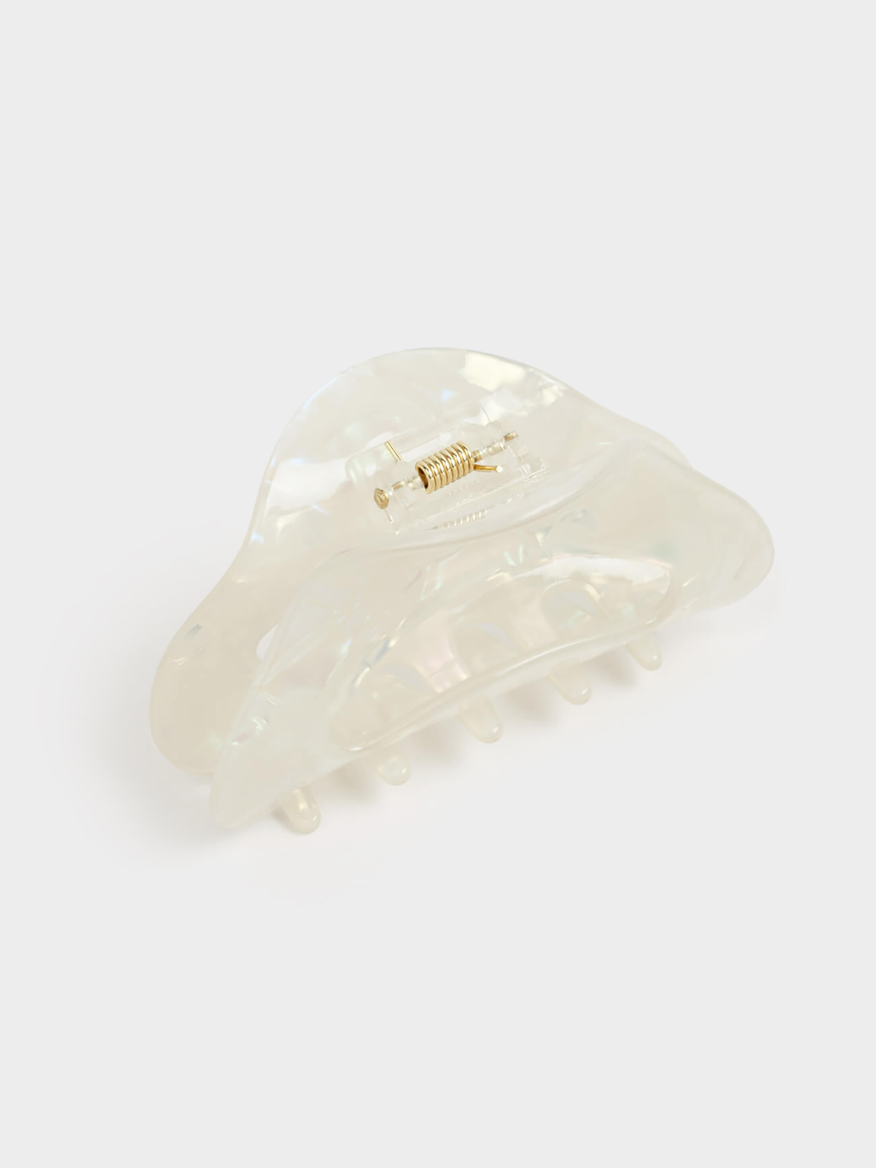 Hair clip, 9 cm, plastic / metal, white, mother of pearl, Crab, Glam, image-0