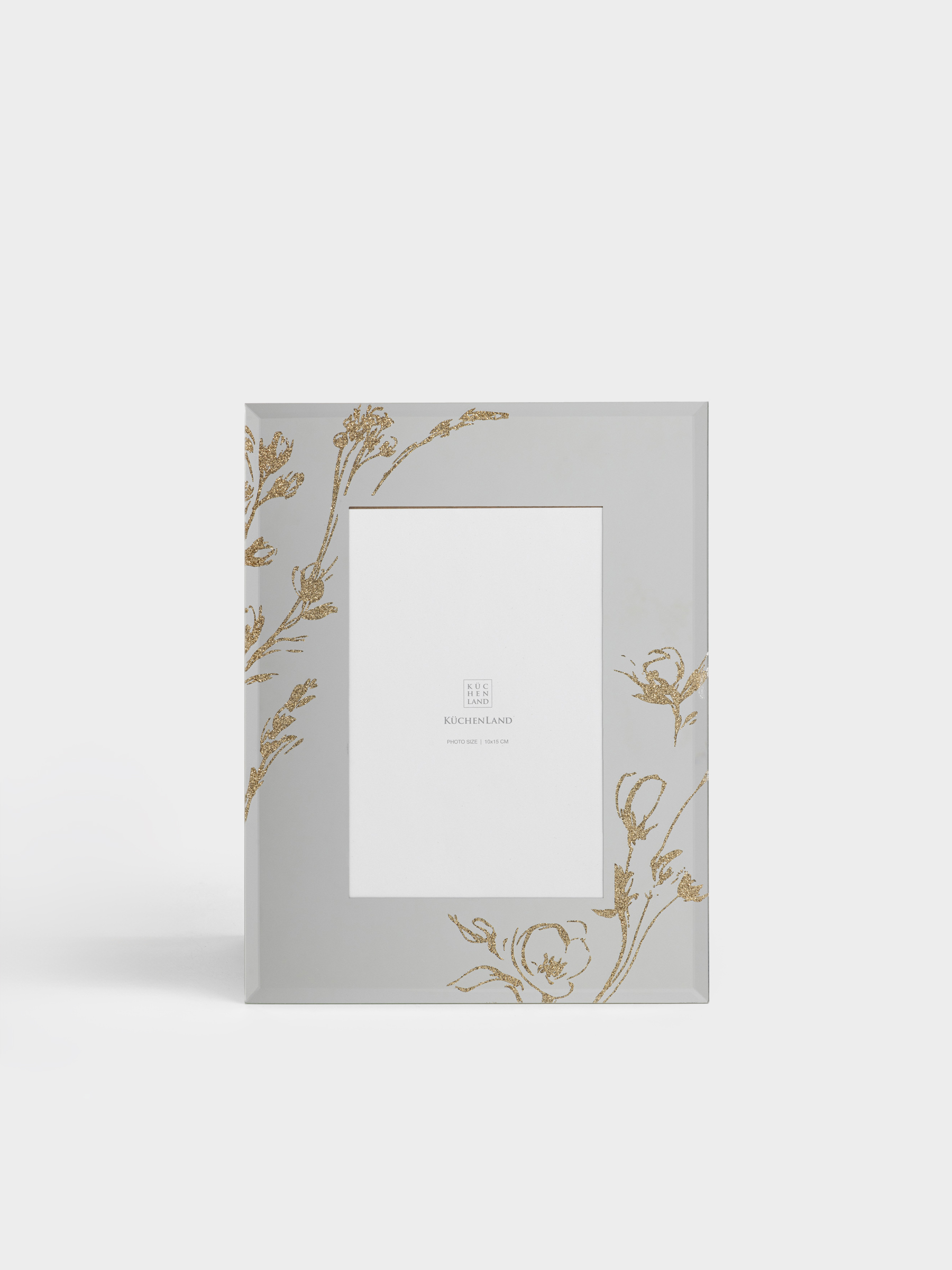 Photo frame, 17x22 cm, glass, Golden flowers, Glossy, image-4