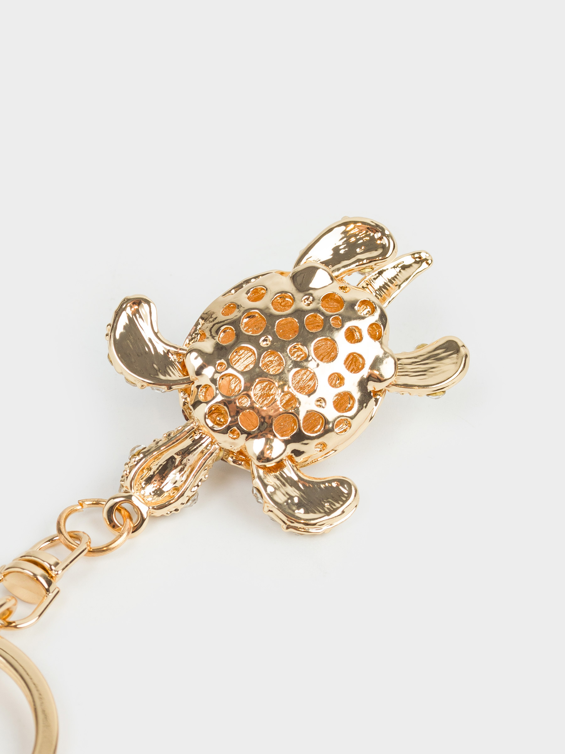 Keychain, 12 cm, metal / rhinestones, gold, Turtle, Keychain crystal, image-6