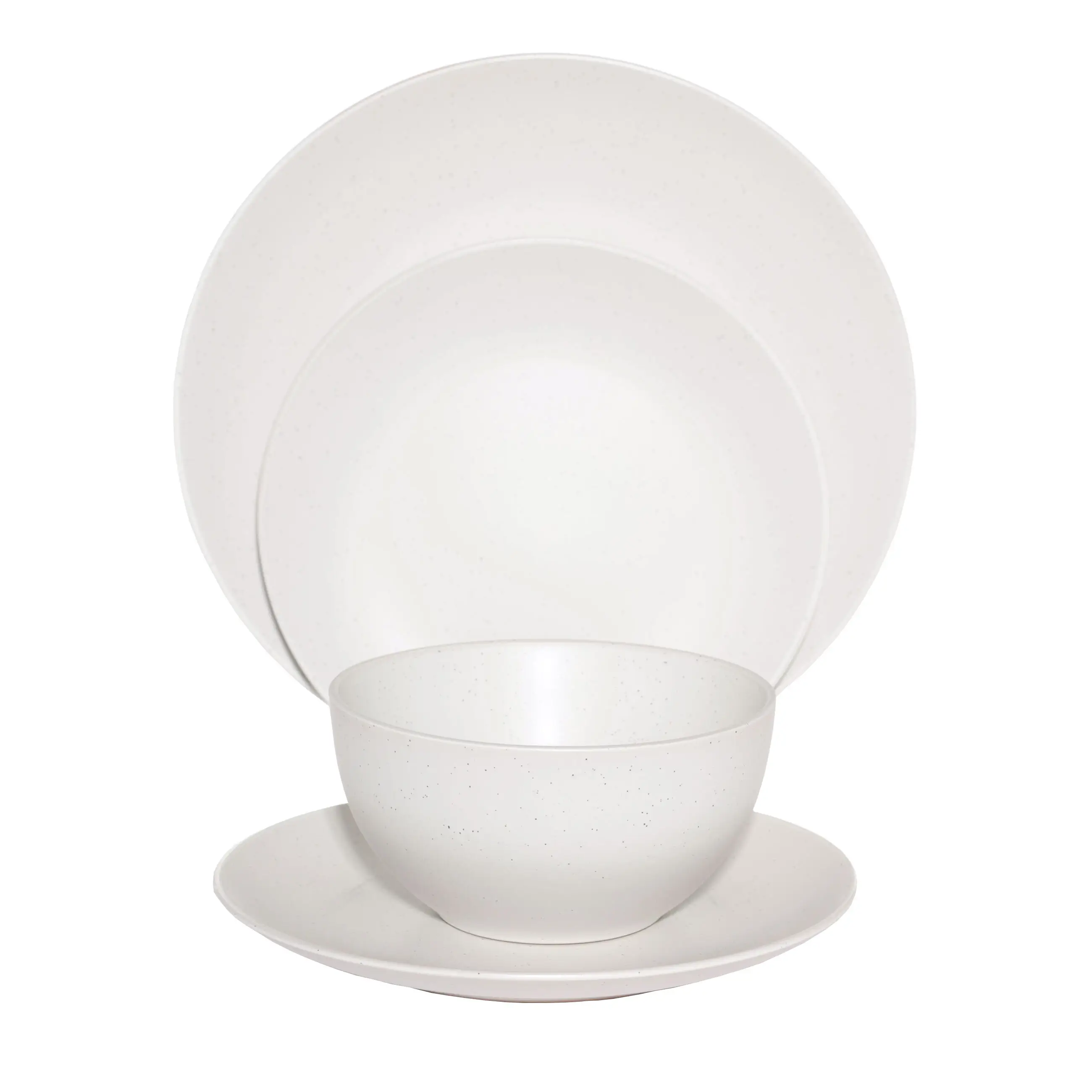 Dining set, 6 pers, 18 pr, ceramic, milk, speckled, Particle, image-0