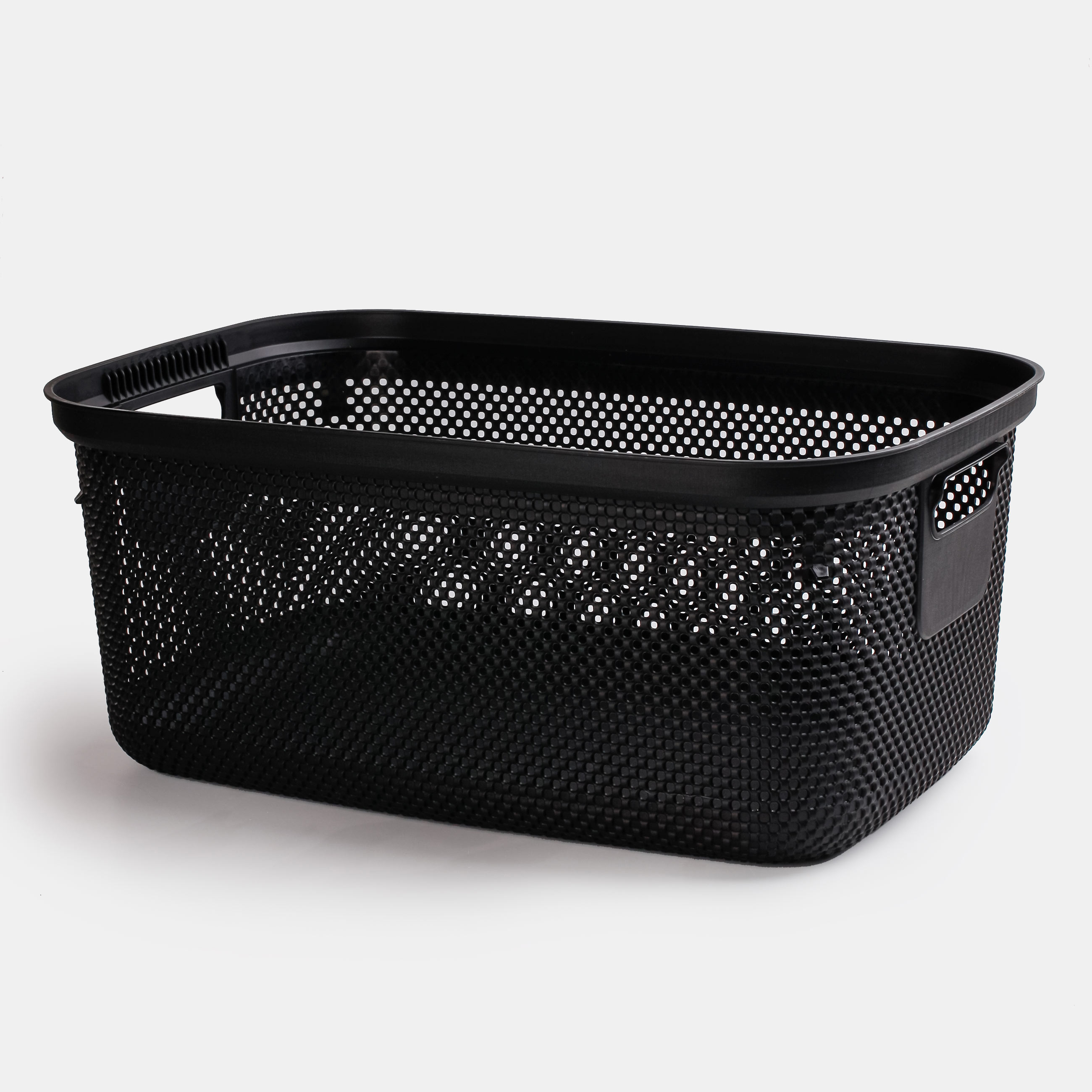 Laundry basket, 52x35x22 cm, with handles, plastic, rectangular, black, Nickel
