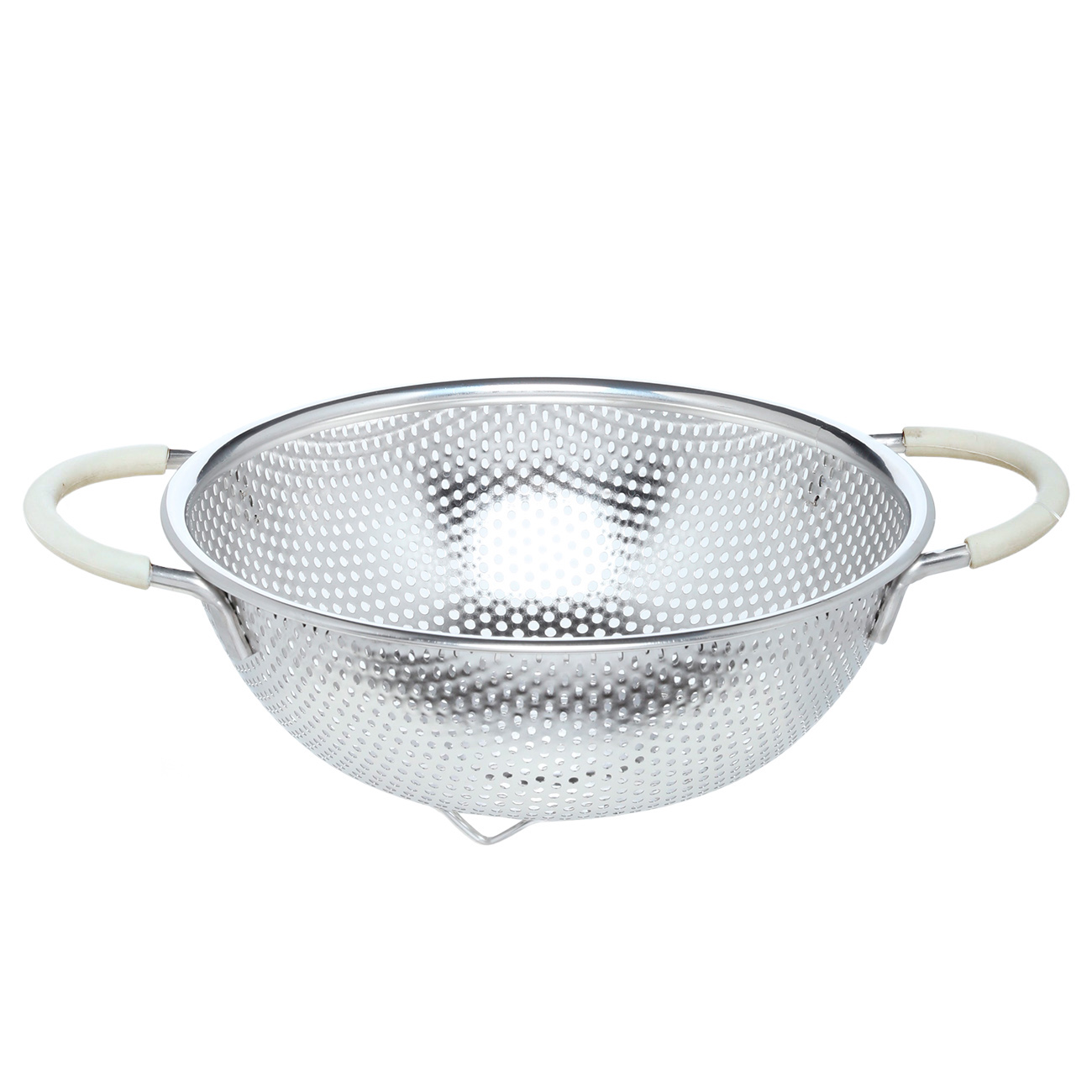 Colander, 19 cm, with two handles, steel / silicone, beige, Tammy, image-1