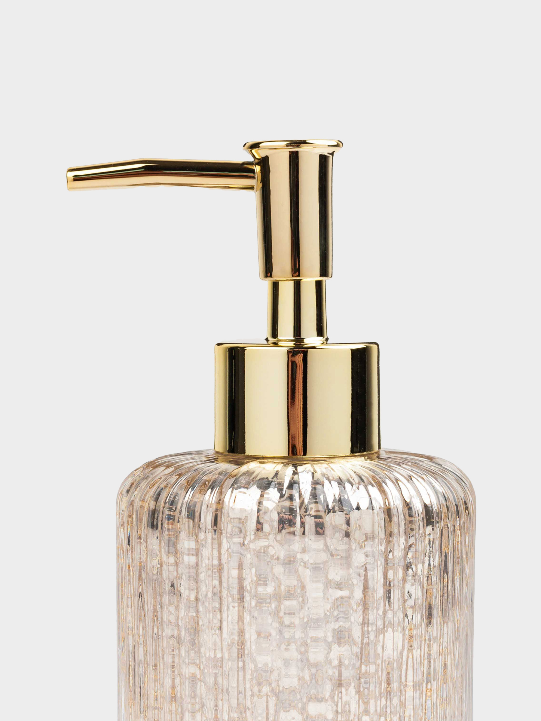Liquid soap dispenser, 240 ml, glass / plastic, golden, Diana
