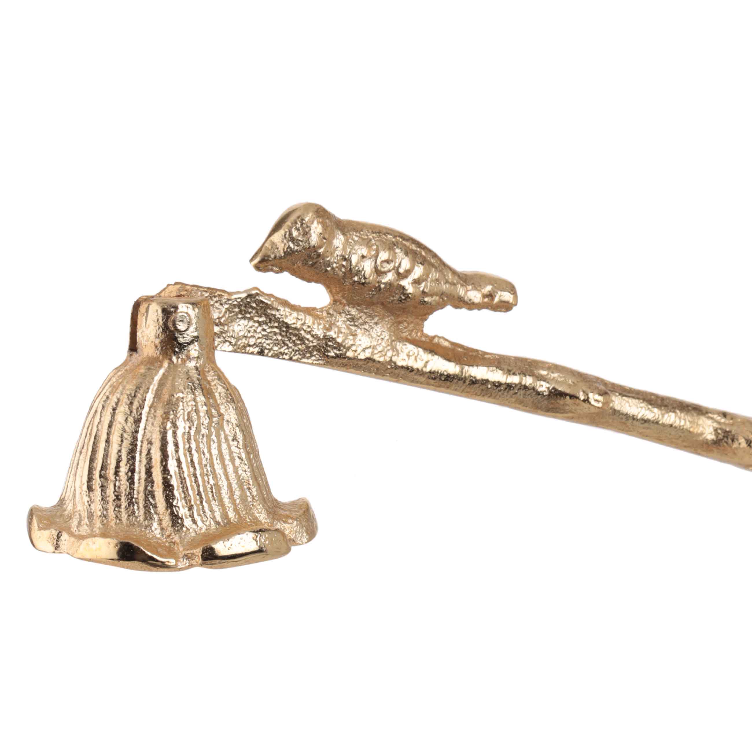 Candle extinguishing cap, 24 cm, metal, gold, Flower, Paradise garden