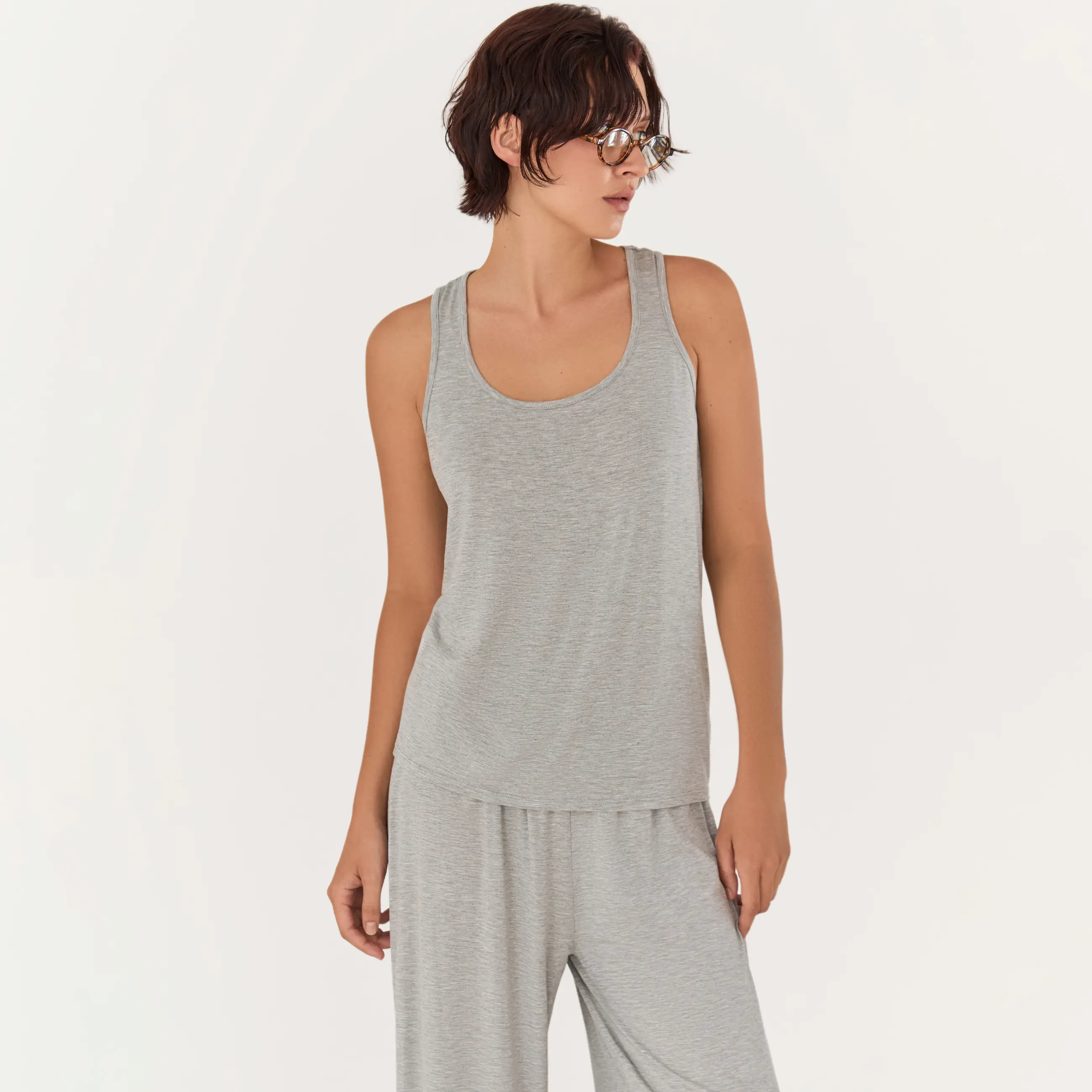 Women's top, homewear, size L, bamboo, grey melange, Rima